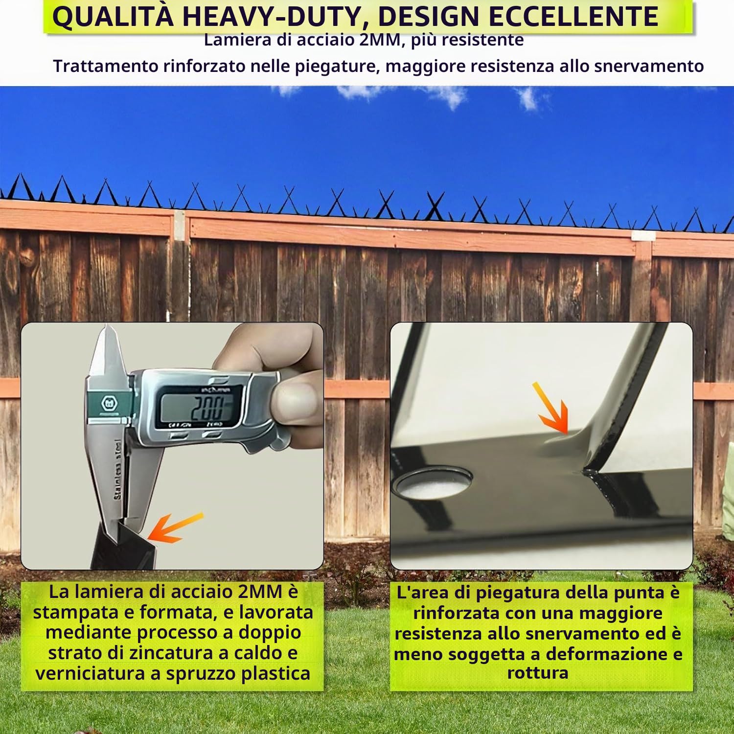 Punte di Sicurezza per Recinzioni in Metallo - Robuste, 312 cm, per Muro e Recinzione - Dissuasore per Ladri e Intrusi