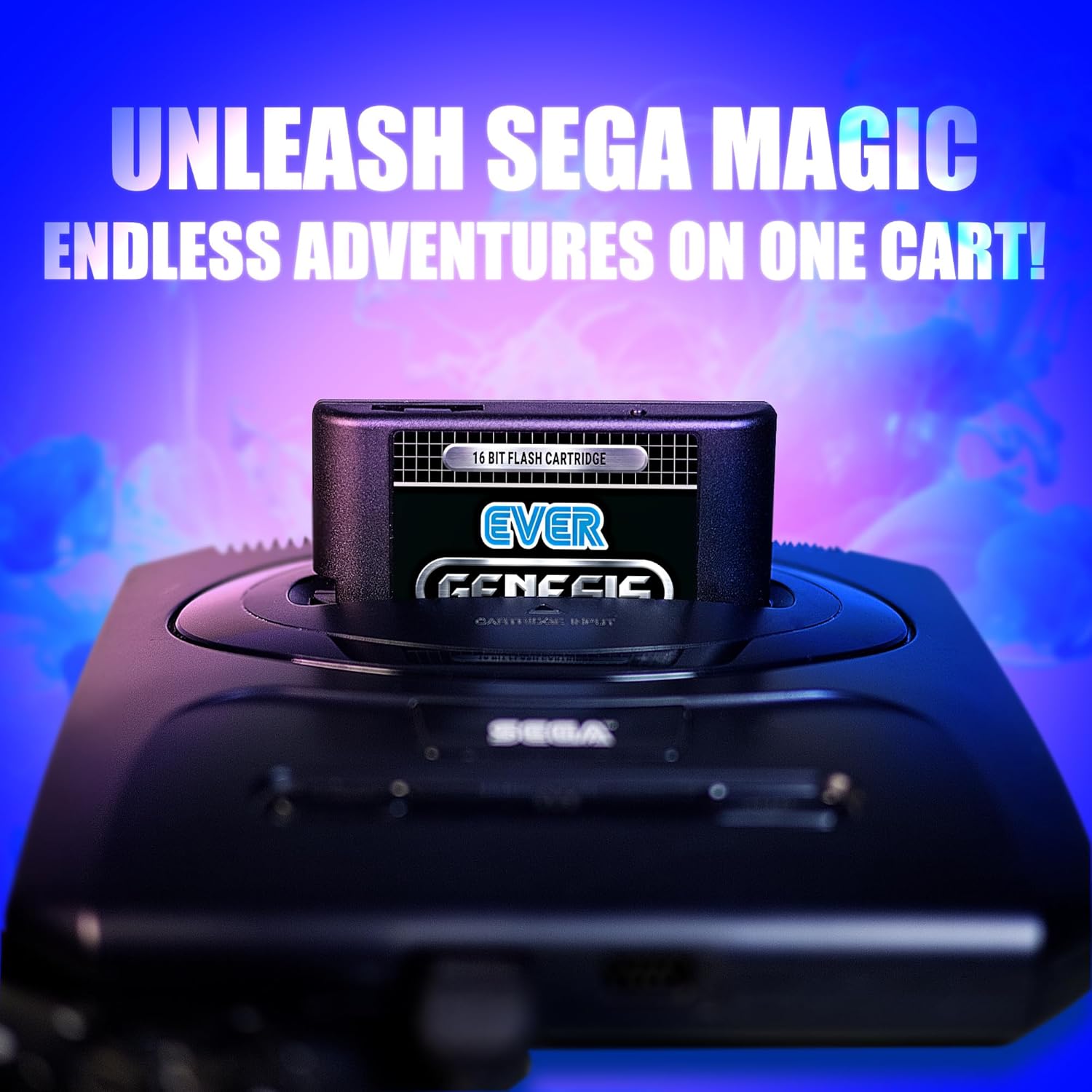 EverGenesis Flash Cartridge for Sega Genesis / Mega Drive – Includes 4GB SD Card – Plays 99% of Games, Save Support