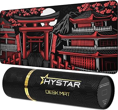 Hystar Extended Gaming Mouse Pad | L 45" x 20" | 5mm Thick, Waterproof Surface, Smooth Polyester Fabric, and Natural Rubber Base | Zen