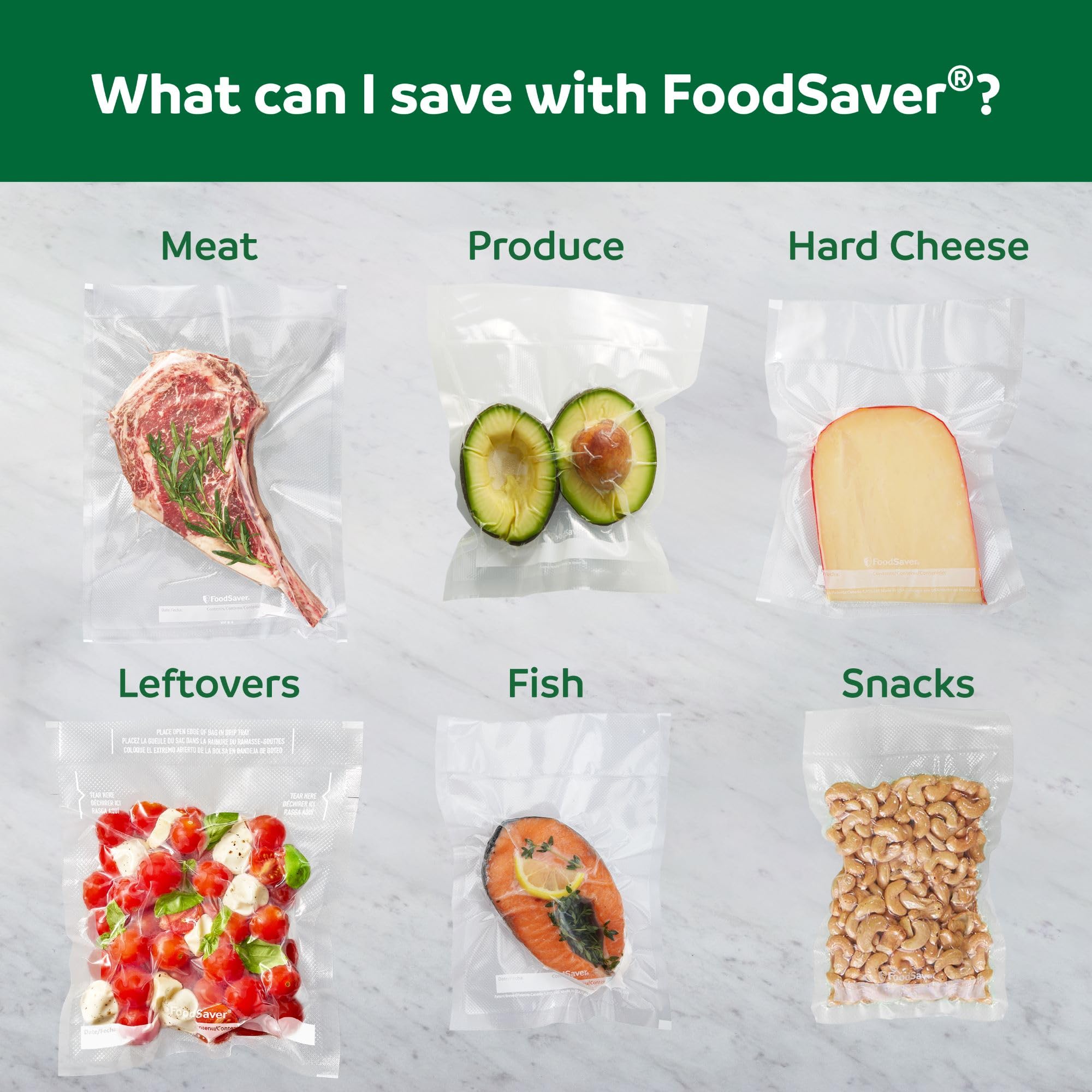 FoodSaver Envasadora al vacío con detección automática de bolsas, bolsa de sellado y rollo y aspirador de mano para almacenamiento hermético de alimentos y Sous Video, color plateado