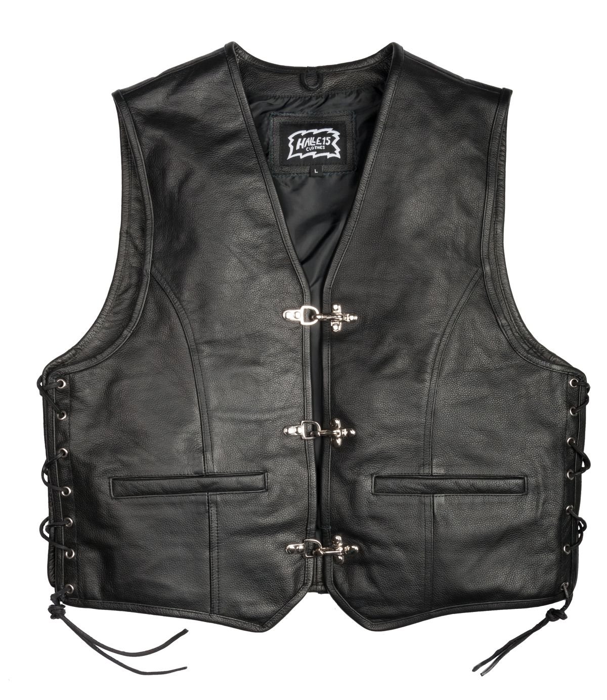 Biker Lederweste mit Schnallen Lederkutte Bikerweste Echtleder H15 Merch !