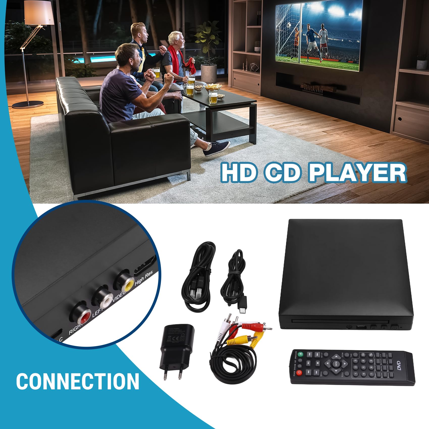 Mini Reproductor de DVD de Alta Definición Reproductor Multimedia Digital Reproductor de CD Doméstico Reproductor de DVD VCD Enchufe UE