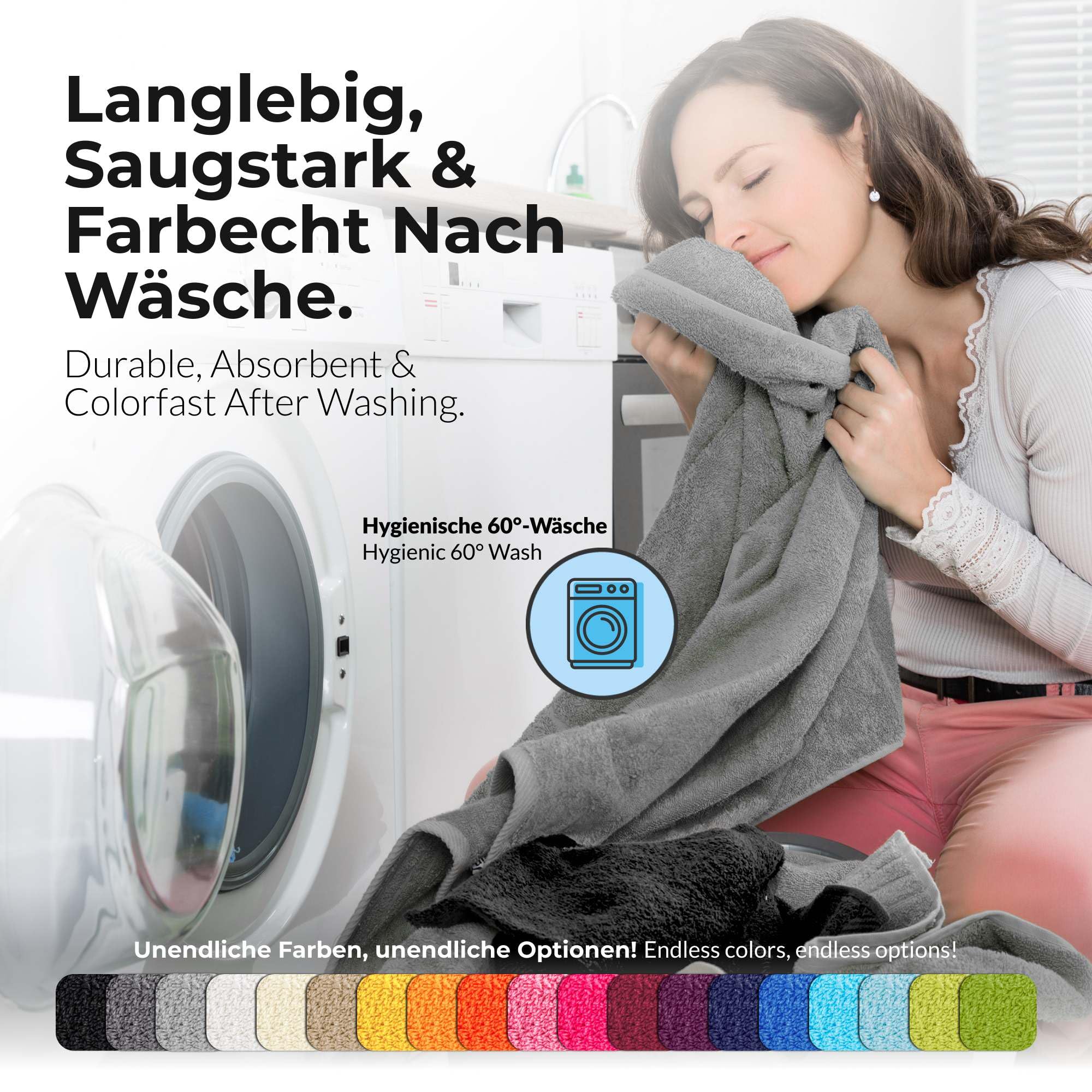 etérea Carli Frottee Handtücher Set - 100% Baumwolle - Oekotex 500 GSM - 6 TLG - 2X Duschtuch 70x140 + 4X Handtuch 50x100 - Bath Towel Frottiertücher - Graphit - Steingrau