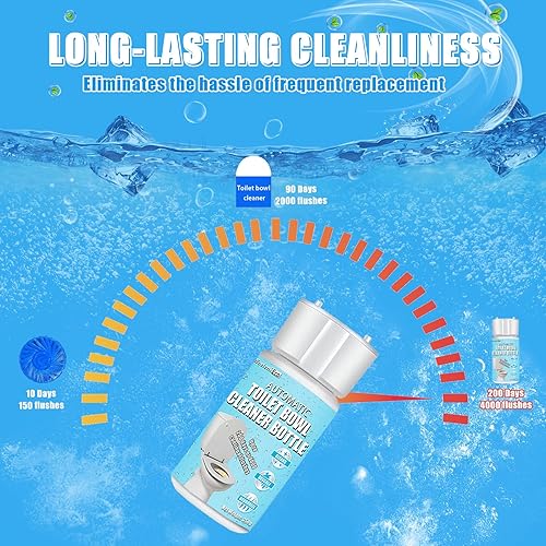 Miniatura 3 de WeelenkEco Limpiador automático de inodoro, líquido azul de alta concentración para una potente limpieza del inodoro, dura 200 días o más de 4000
