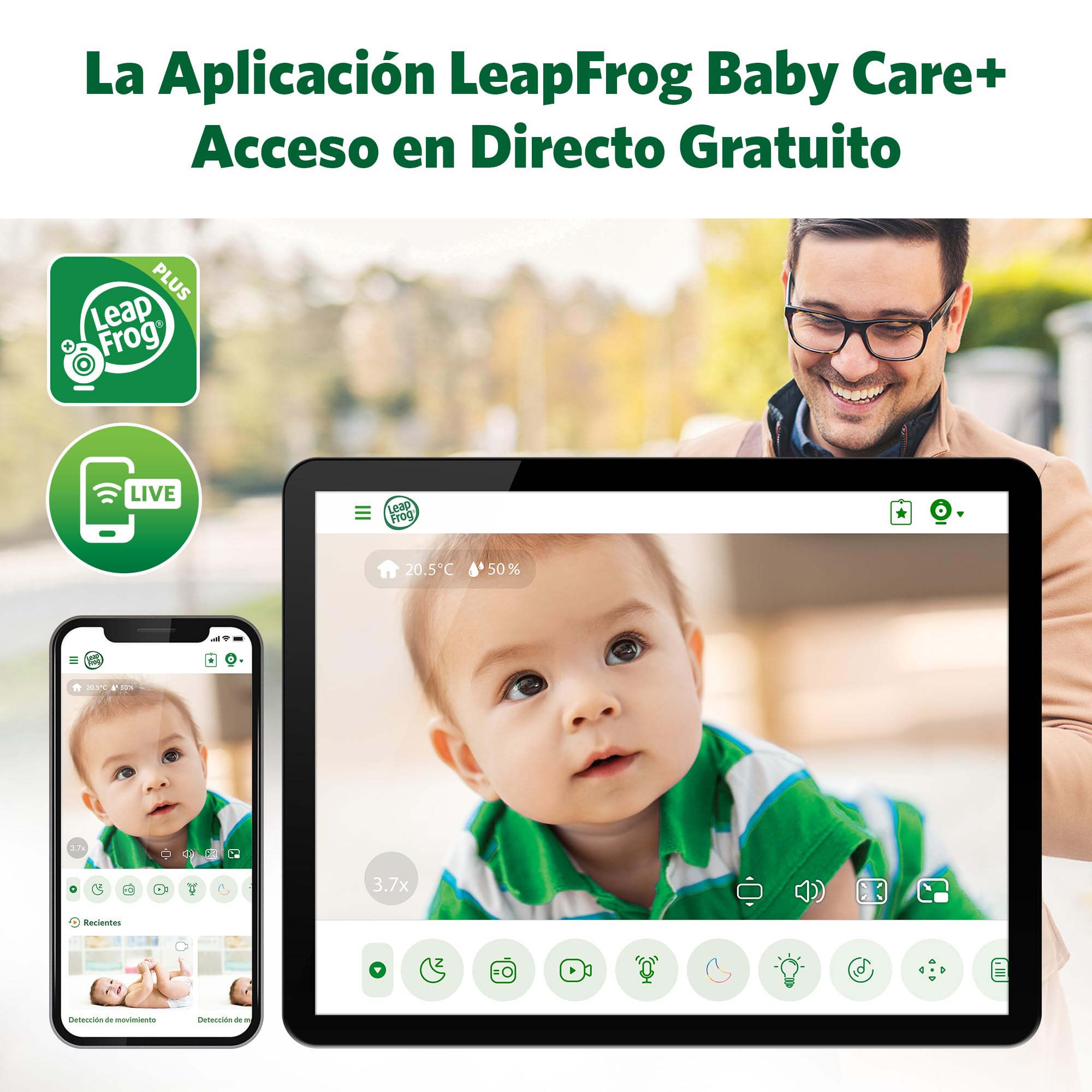LeapFrog LF2911 Scout Connected Baby Monitor, WI-FI, FHD 1080p, Free App Remote Access, Rotate-Tilt-Zoom, 2-Way Audio, Colour Night Light, Infrared, Melodies, Sound/Motion Alerts