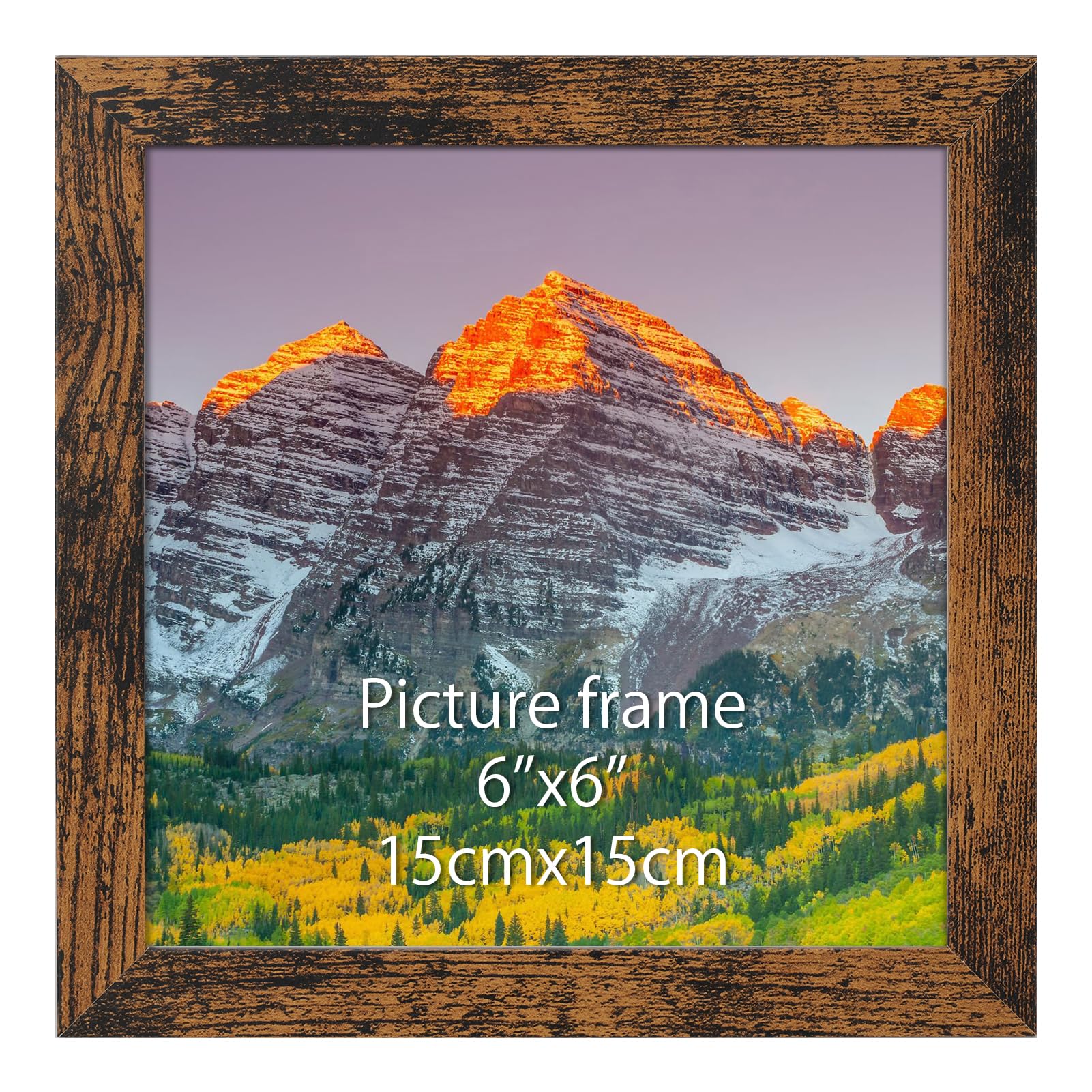Vasemouh Brown 6x6 Photo Frame, Vintage MDF Wooden Picture Frame for Living Room, Bedroom and Office, Wall or Tabletop Display, Vertical or Horizontal, Single