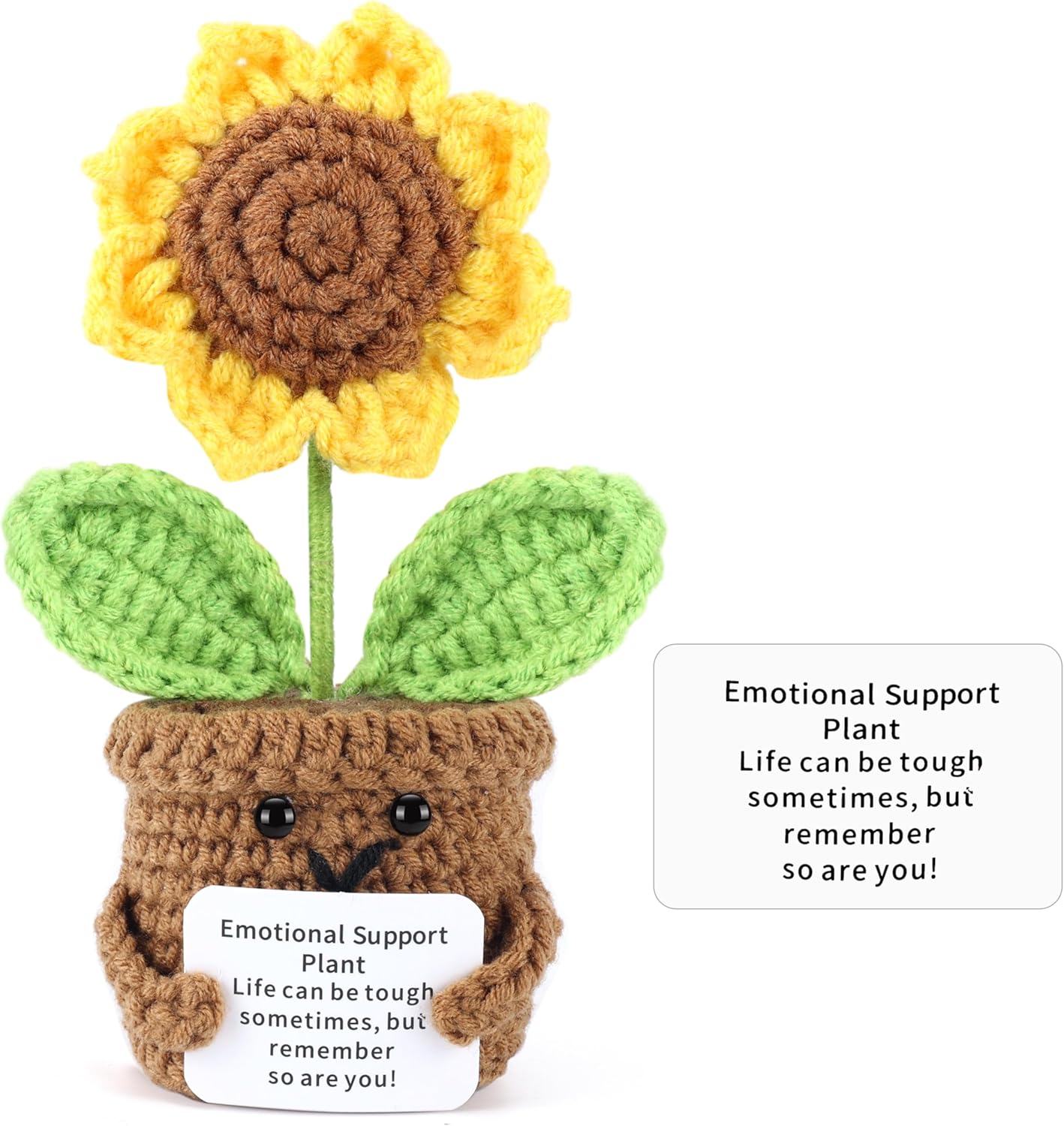 Positive Crochet Sunflower Gift Funny Emotional Support Handmade Plush Gifts for Women Wife Friend Large Mental Health Encouragement Inspirational Birthday Room Office Decor