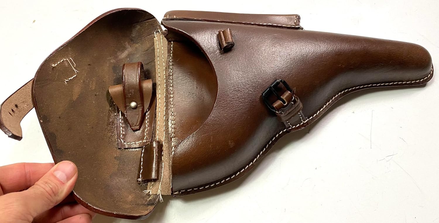 WWII German P08 Luger P04 Naval 6" INCH Hardshell Pistol Holster-Brown/MK IV Target Model 5.5" Holster/Mark IV, Mark III & 22/45 Belt Holster, RH, 5-1/2" Barrel