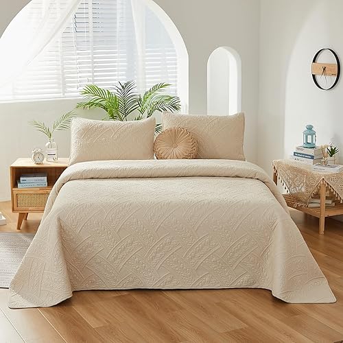 Miniatura 6 de Brandream Juego de edredón tamaño Queen de algodón, elegante, gris noble, juego de colcha de lujo, 3 piezas