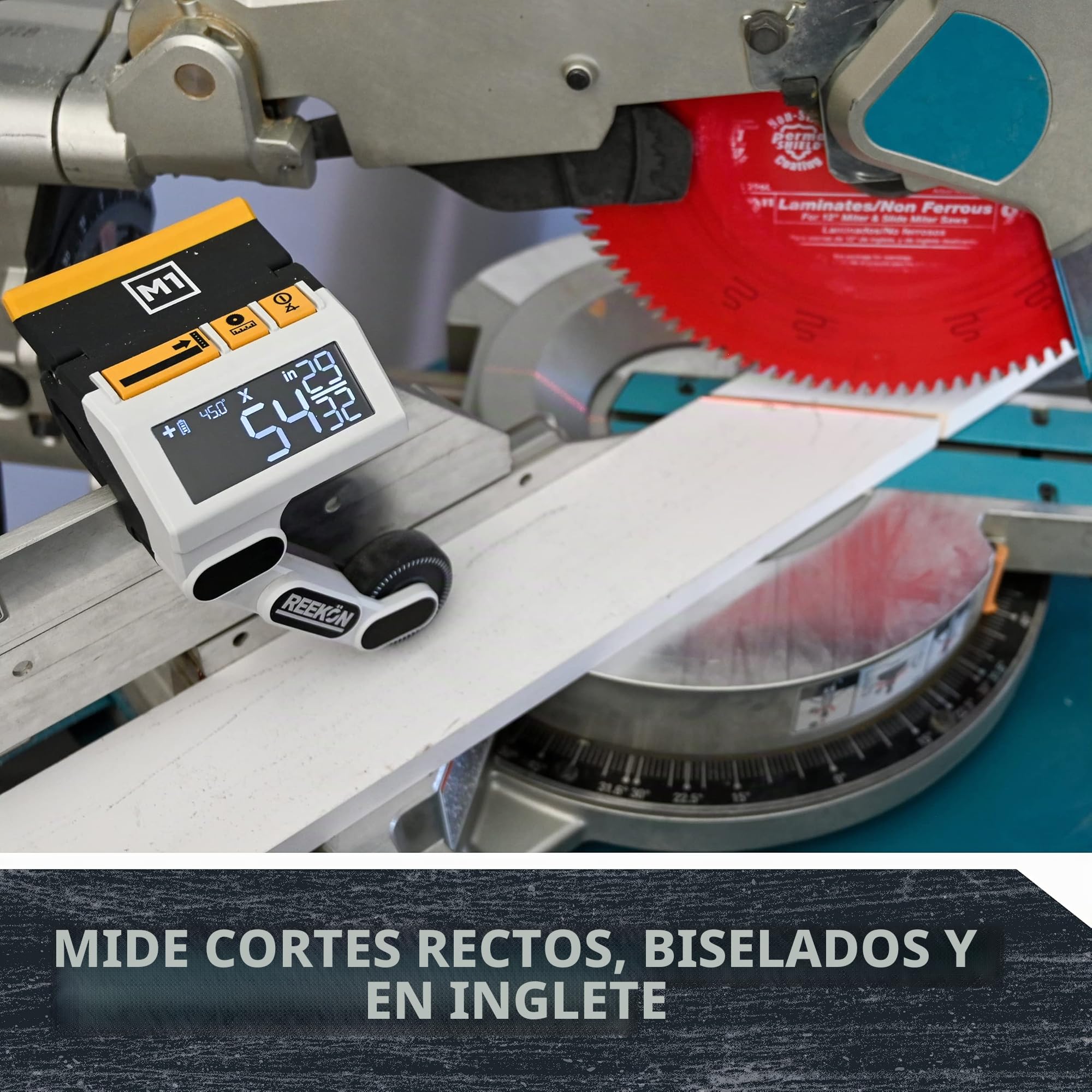REEKON M1 Caliber Herramienta de medición de calibre para sierras de inglete, picar y sierras de cinta, elimina necesidad de medir y marcar materiales, reduce el tiempo de corte y aumenta la seguridad