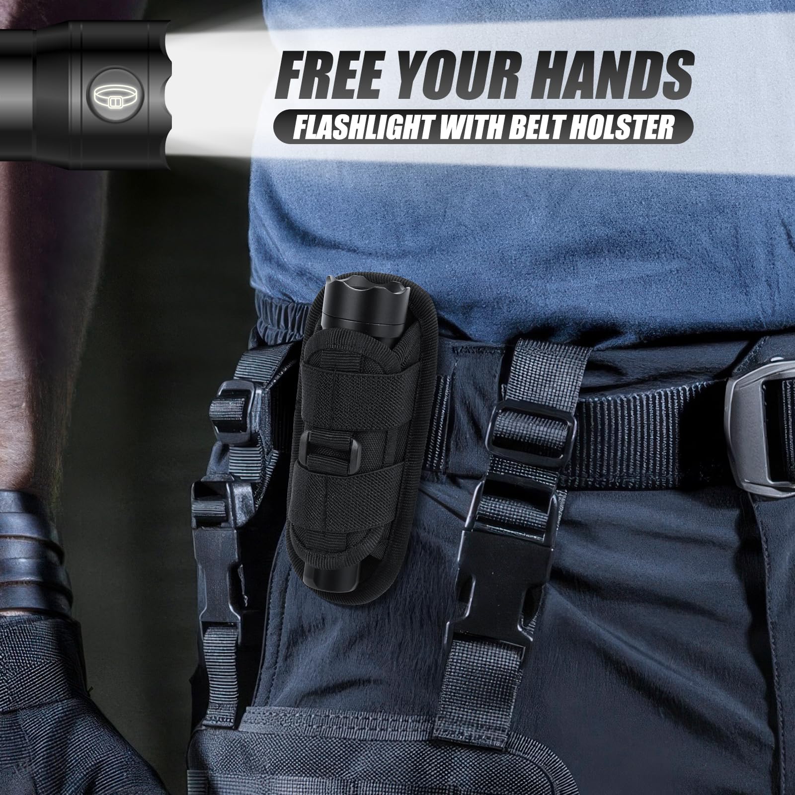 BraiseBeam Tactical Torch with Holster, 1200 High Lumens Police LED Torch with Belt Holder - Image 4