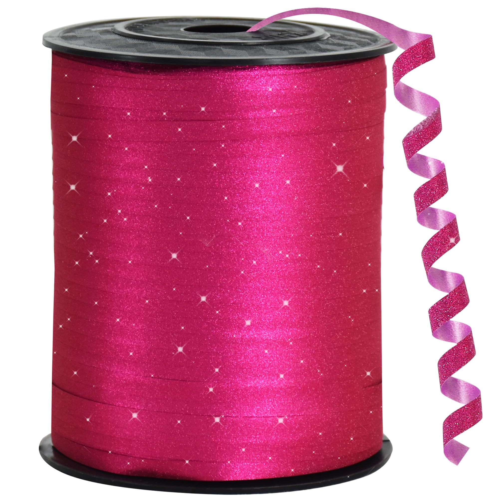 BEISHIDA 500 Yards Hot Pink Glitter Ribbon Curling Crimped, Glitter Balloon String Shiny for Gift Wrapping Ribbon for Mother's Day Birthday Valentines Wedding Party Decoration
