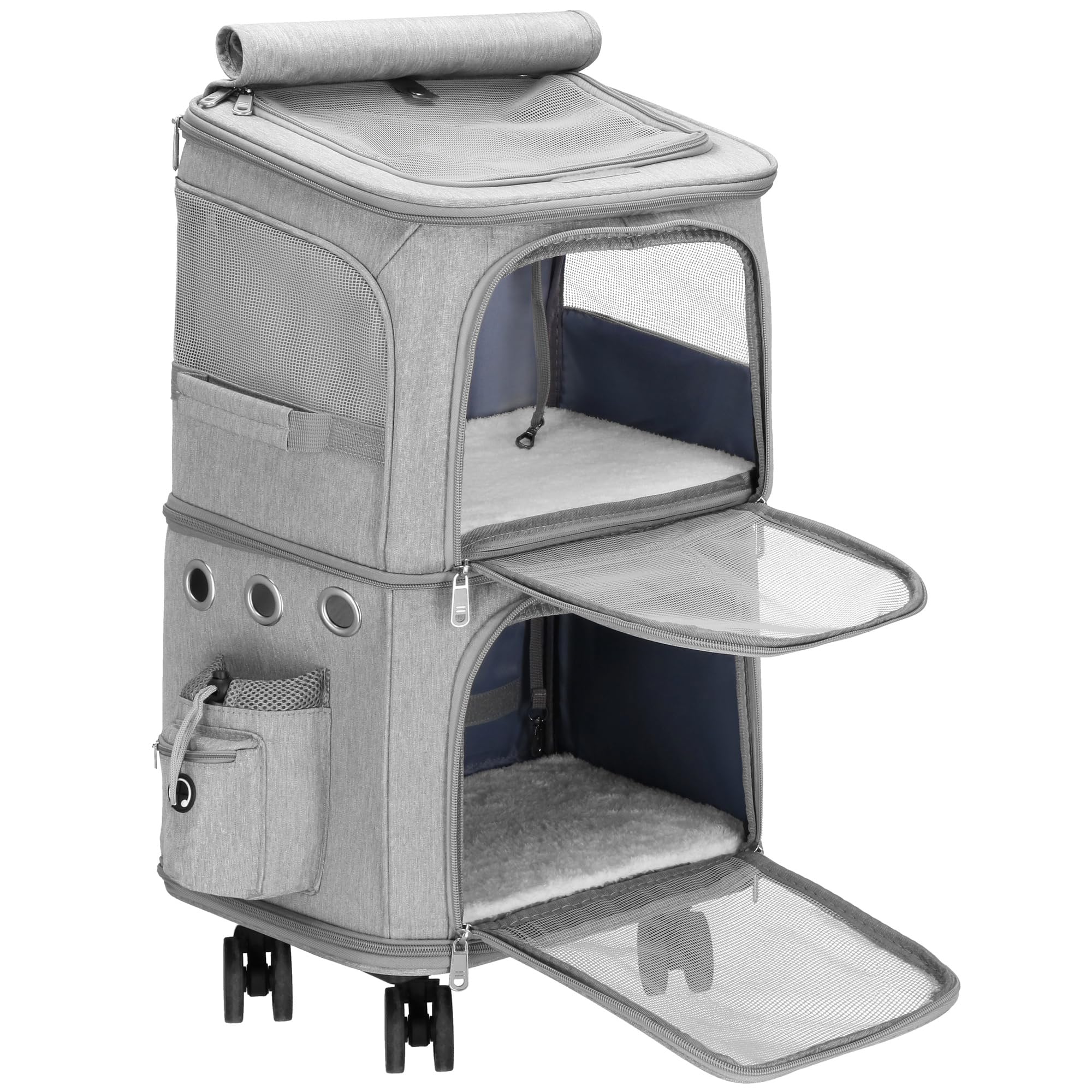 SPRINGOS Katzenwagen Trolley Transportwagen L/M bis 22 kg 2 Etagen Teleskopgriff Verriegelungsmechanismus
