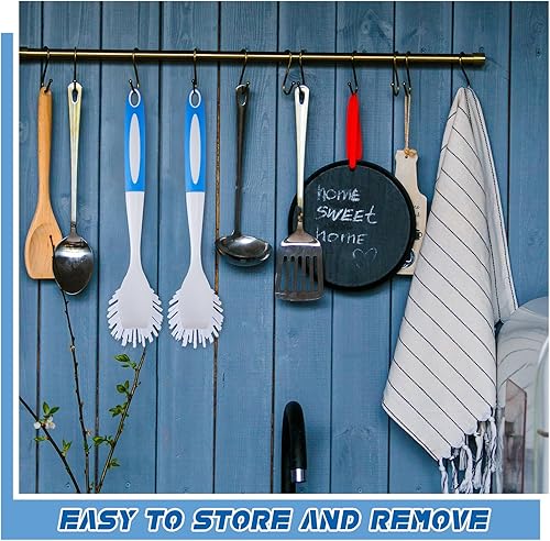 Miniatura 5 de Hsei 20 cepillos de cocina azules a granel con mango antideslizante de 11 pulgadas, limpiador de platos con cerdas rígidas, cepillos de lavado para