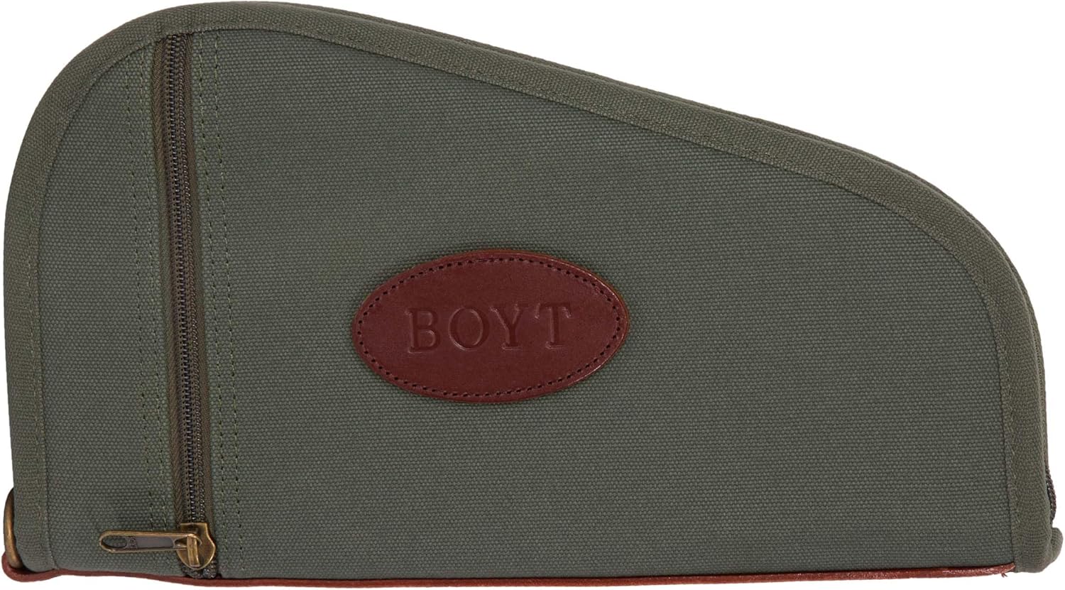 Boyt Harness Heart Shaped Handgun Case with Pocket - 22 oz. Heavy-Duty Canvas, 40 oz. Cotton Batting Padding, Flannel Lining, Zippered Accessory Pockets - OD Green