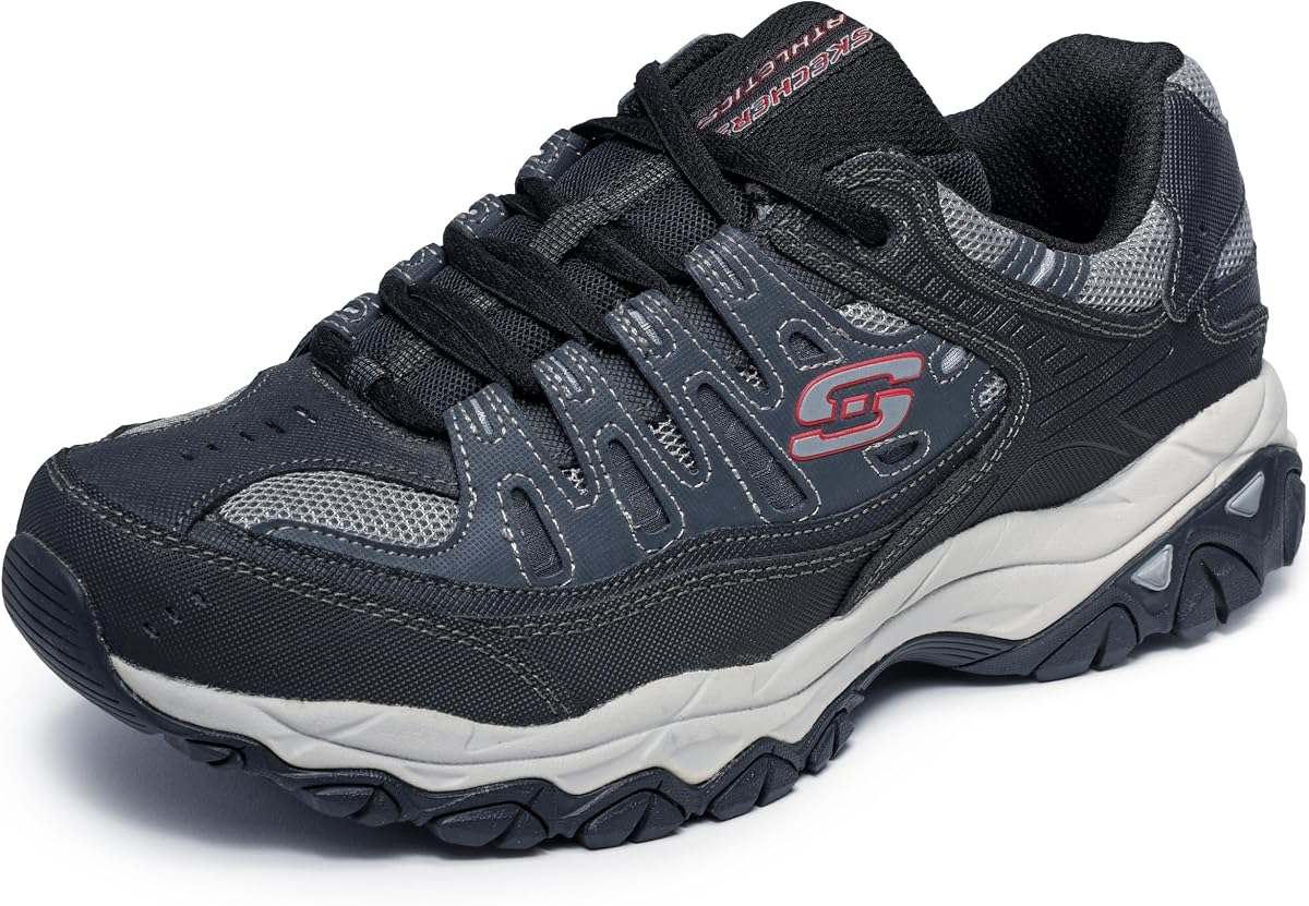 Zapatillas Skechers After Burn M. Fit para hombre | Espuma viscoelástica, entresuela Articu-Lyte, parte superior de cuero y malla, informal, con cordones tradicionales