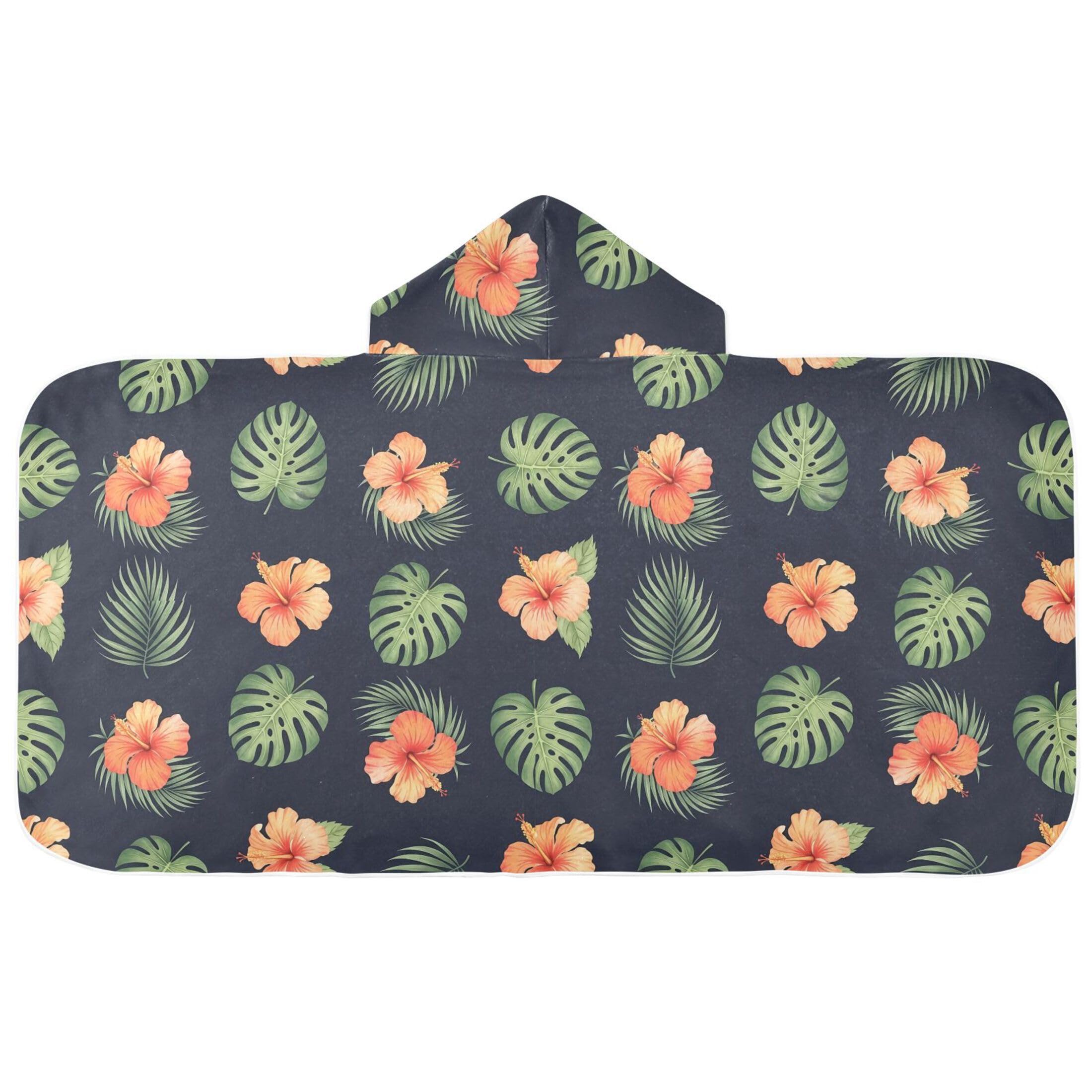 Fuauuyl Hibiscus Monstera Leaves Hooded Baby Bath Towel Soft & Breathable Towel for Newborns Infants Toddlers, Nursery Essential