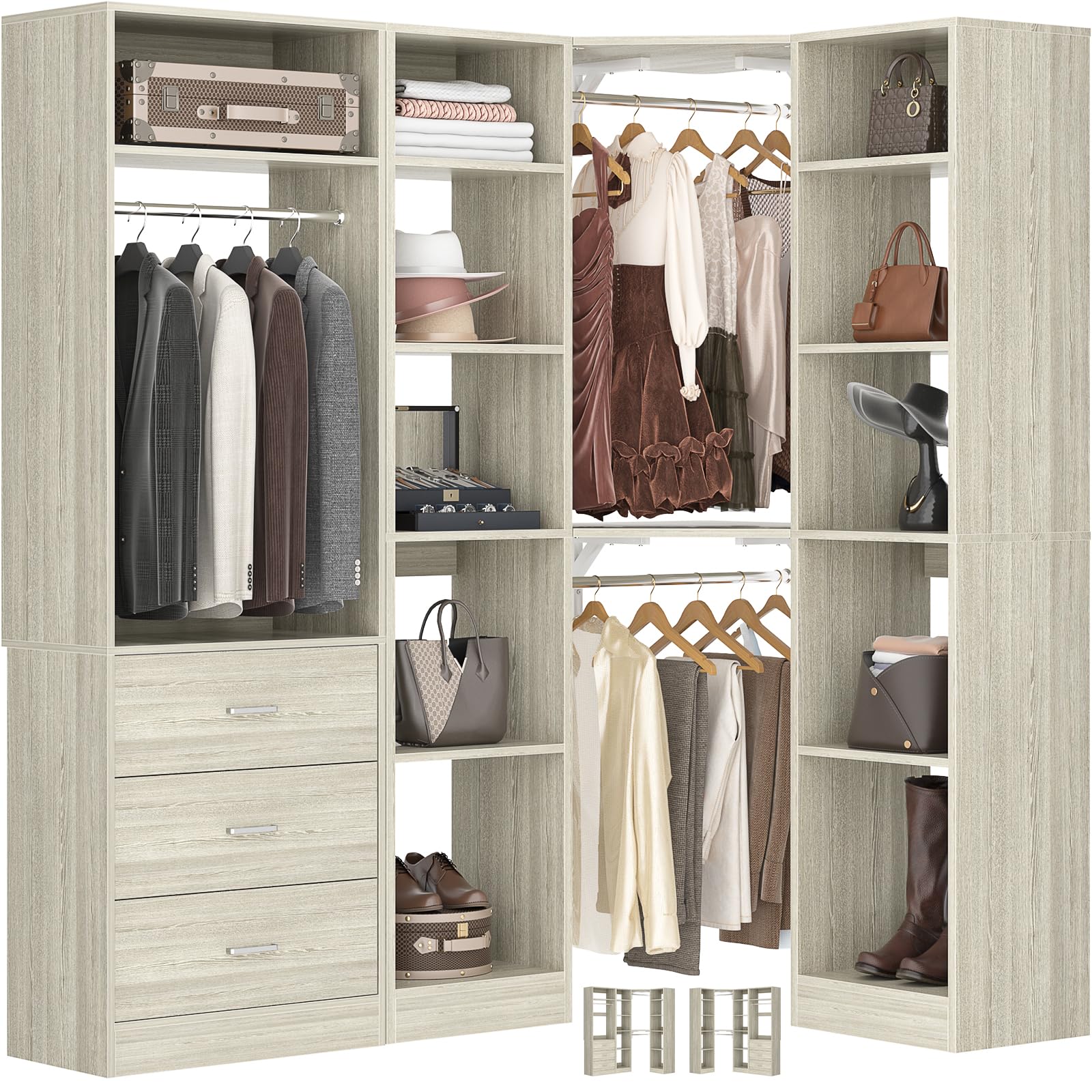 Besiost Corner Closet System in White Oak