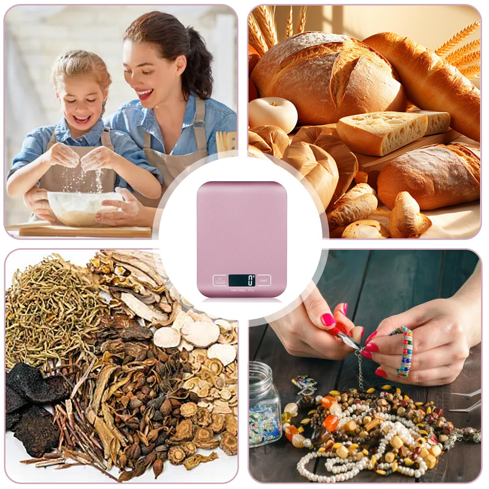 Küchenwaage Digital, 10kg/1g Küchenwaage USB Wiederaufladbar Digitale Küchenwaagen mit LCD Display & Tara Funktion Professionelle Küchenwaagen mit Akku Ladekabel