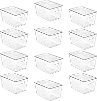 Vista 18 de Vtopmart - 6 unidades de contenedores de almacenamiento apilables transparentes con tapas, contenedores de plástico medianos con asa