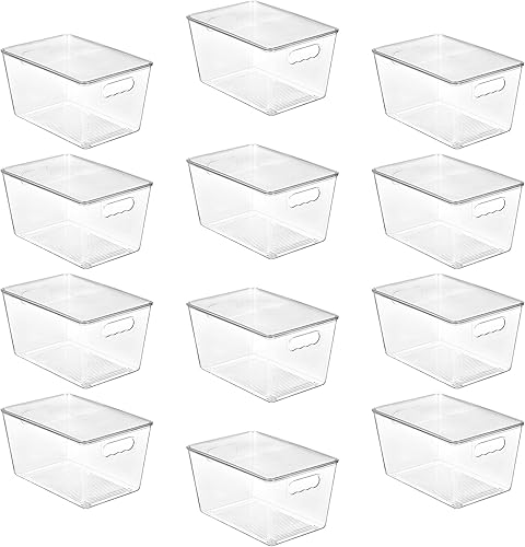 Miniatura 18 de Vtopmart - 6 unidades de contenedores de almacenamiento apilables transparentes con tapas, contenedores de plástico medianos con asa