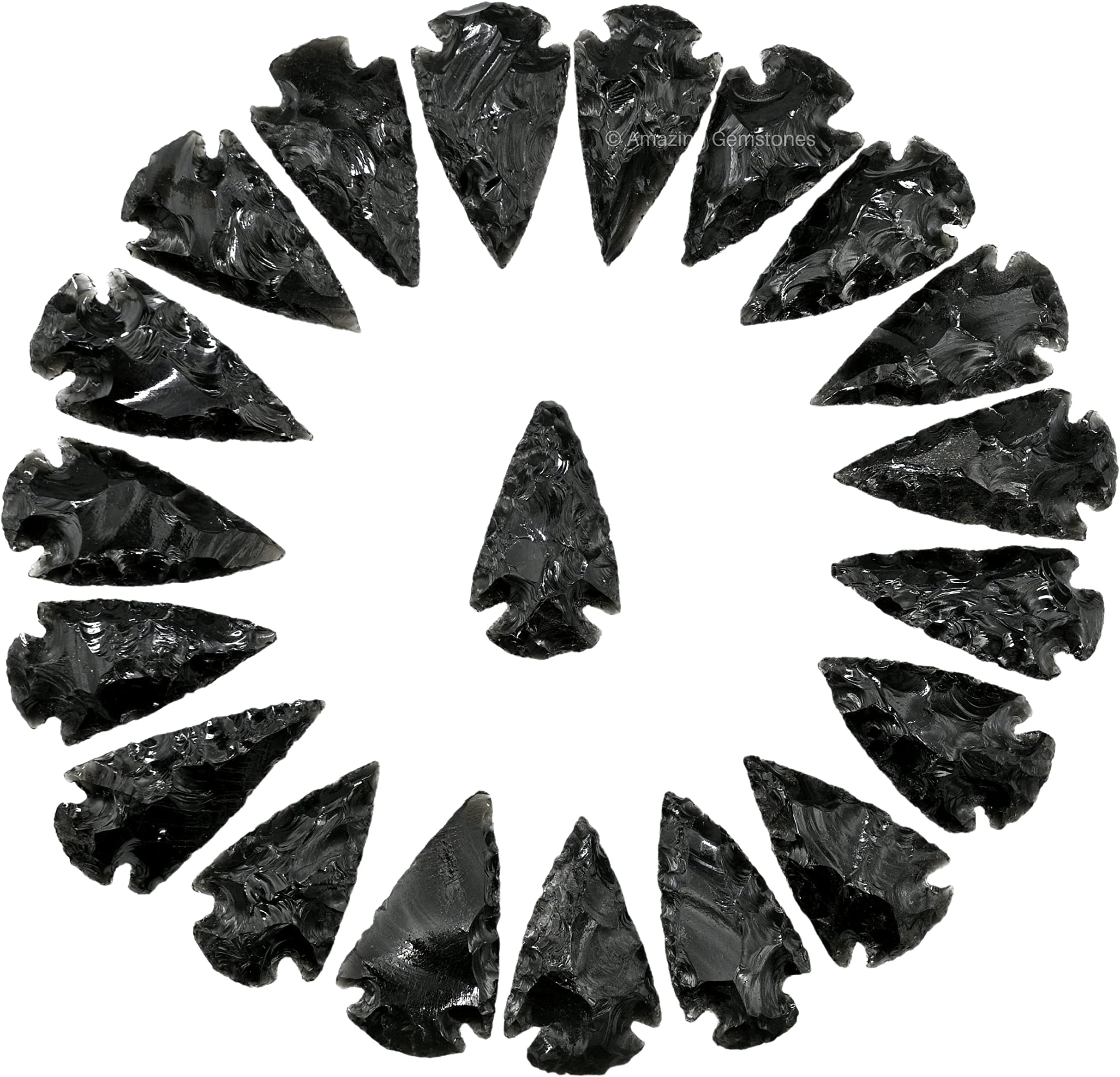 Amazing Gemstone 20 Pieces Black Obsidian Arrowhead, Crystal and Healing Stone Flint Rock Arrow Head - 1 to 1.5 Arrowheads for DIY Project Craft Point Jewelry Making