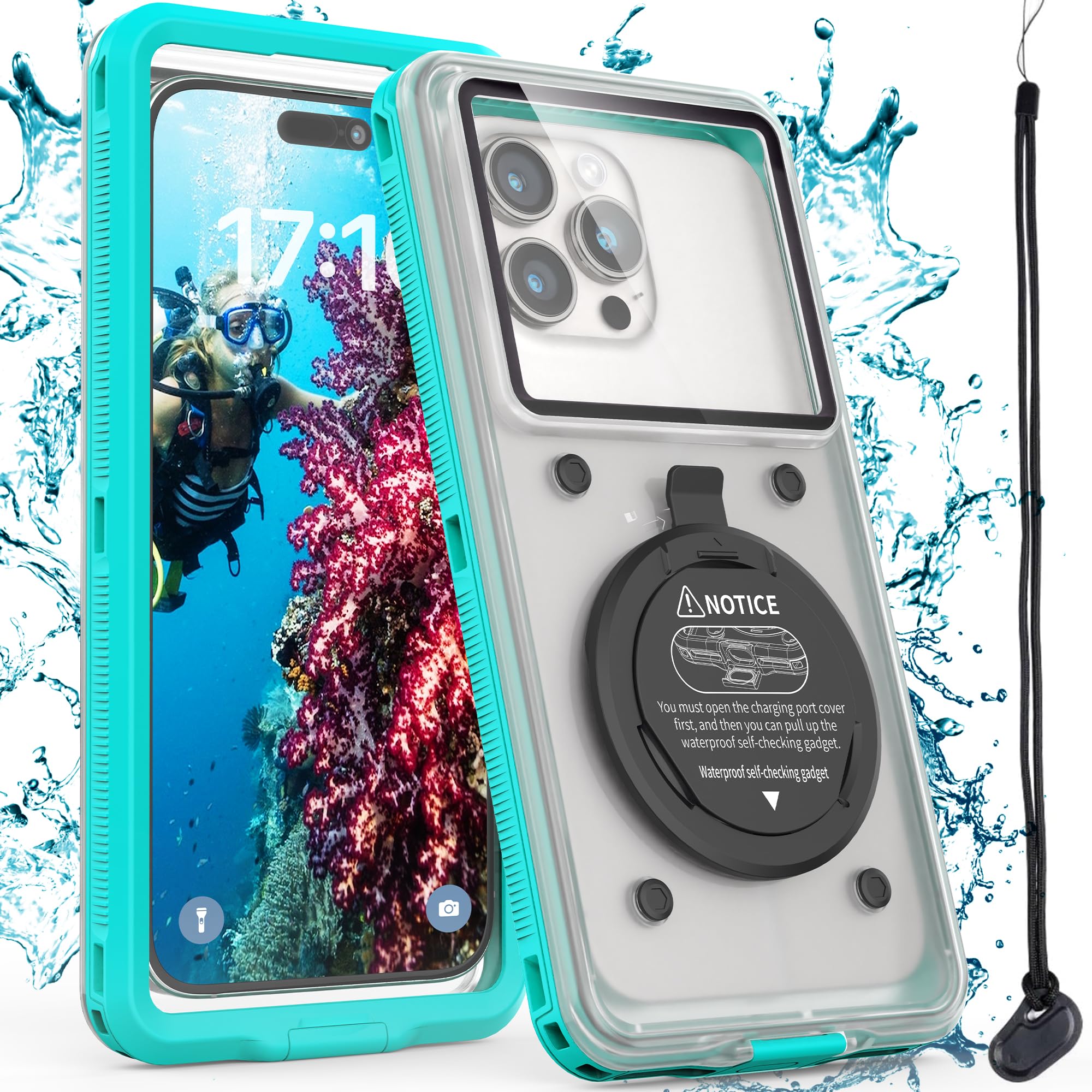 Professional Underwater Snorkeling Diving Phone Case for iPhone  15/14/13/12/11 Pro Max/XR/XS/X Samsung Galaxy S24/S23/S22/S21, Scuba Dive  Waterproof