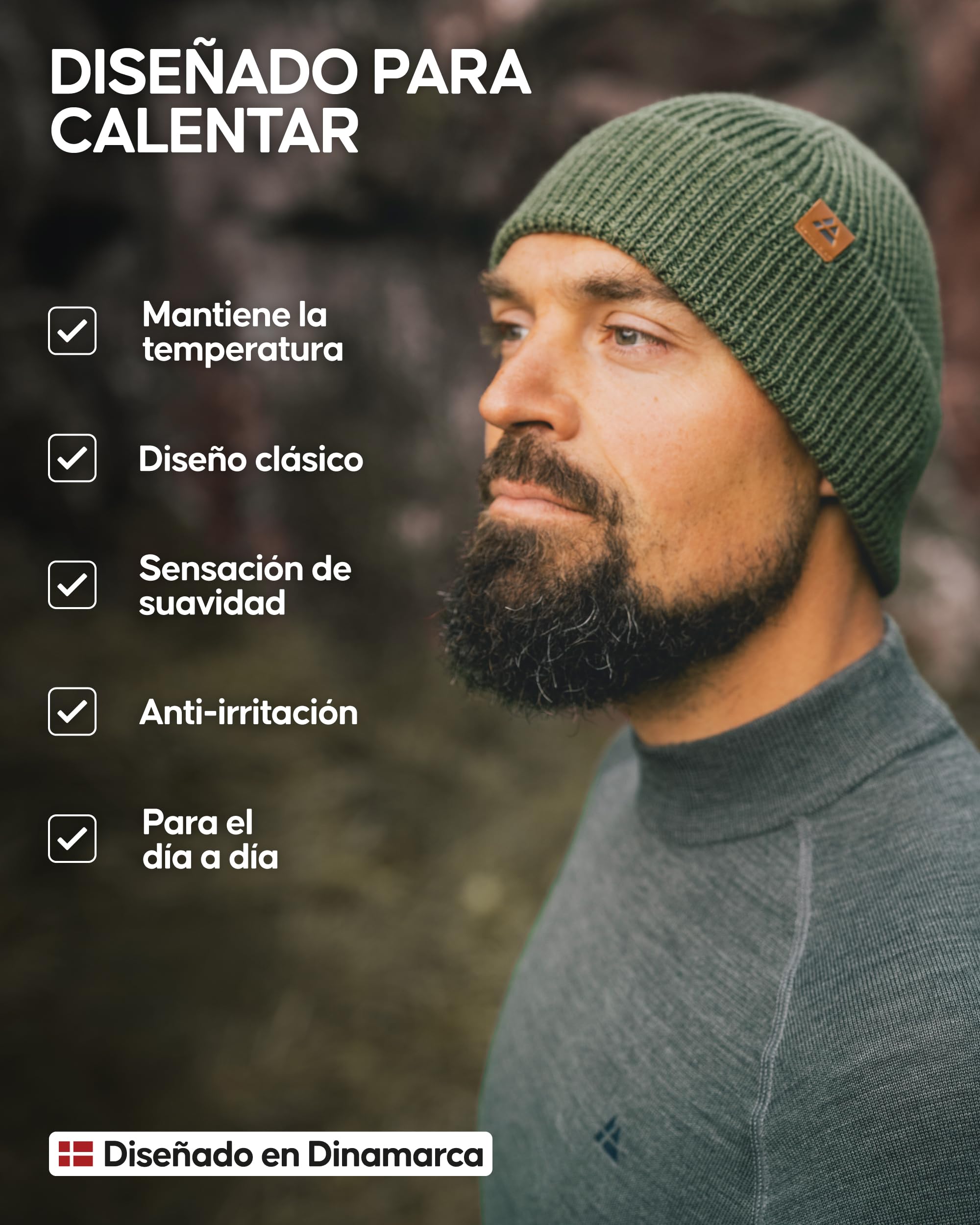 DANISH ENDURANCE Gorro Beanie Lana Merino Hombre y Mujer, Gorro Invierno Suave y Elástico, Materiales Reciclados