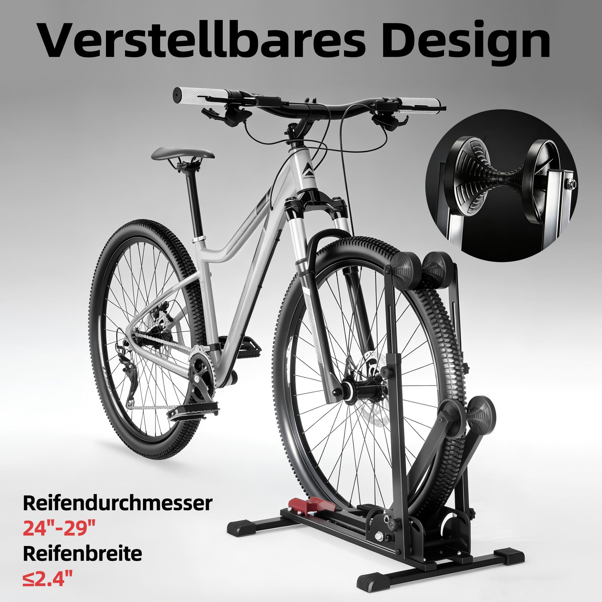 Urban Deco Verstellbarer Fahrradständer, Fahrradständer Boden, Fahrradständer Rennrad,geeignet für Rennräder & Mountainbikes, verstauen