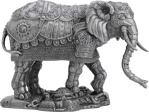Veronese Design Elefante mecánico steampunk de 6 1/4 pulgadas de alto, efecto de peltre fundido en frío, estatua de animales, decoración del hogar,