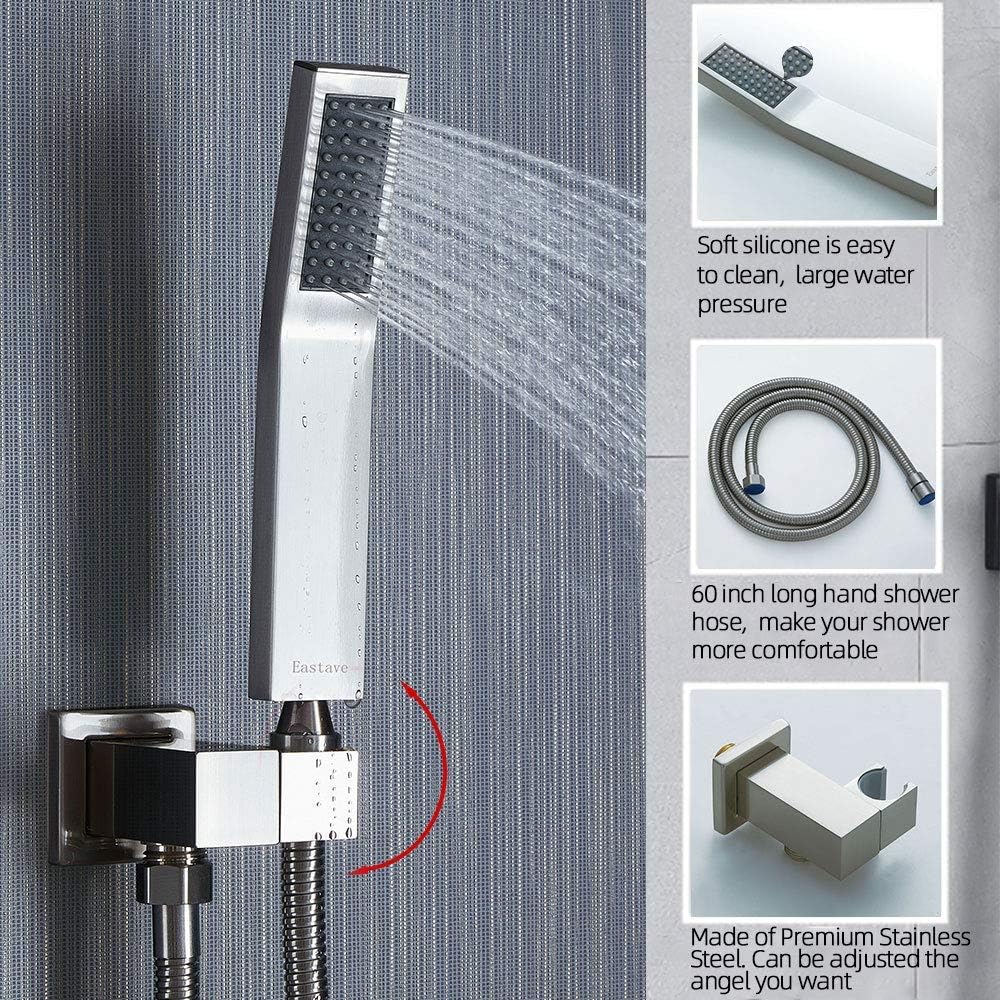 Bеѕt Sеllеr Eastave 10 Inches Bathroom Luxury Rain Mixer Shower Combo Set Wall Mounted Rainfall Shower Head System Brushed Nickel Finish Rain Shower with Handheld Spray Pressure Balance
