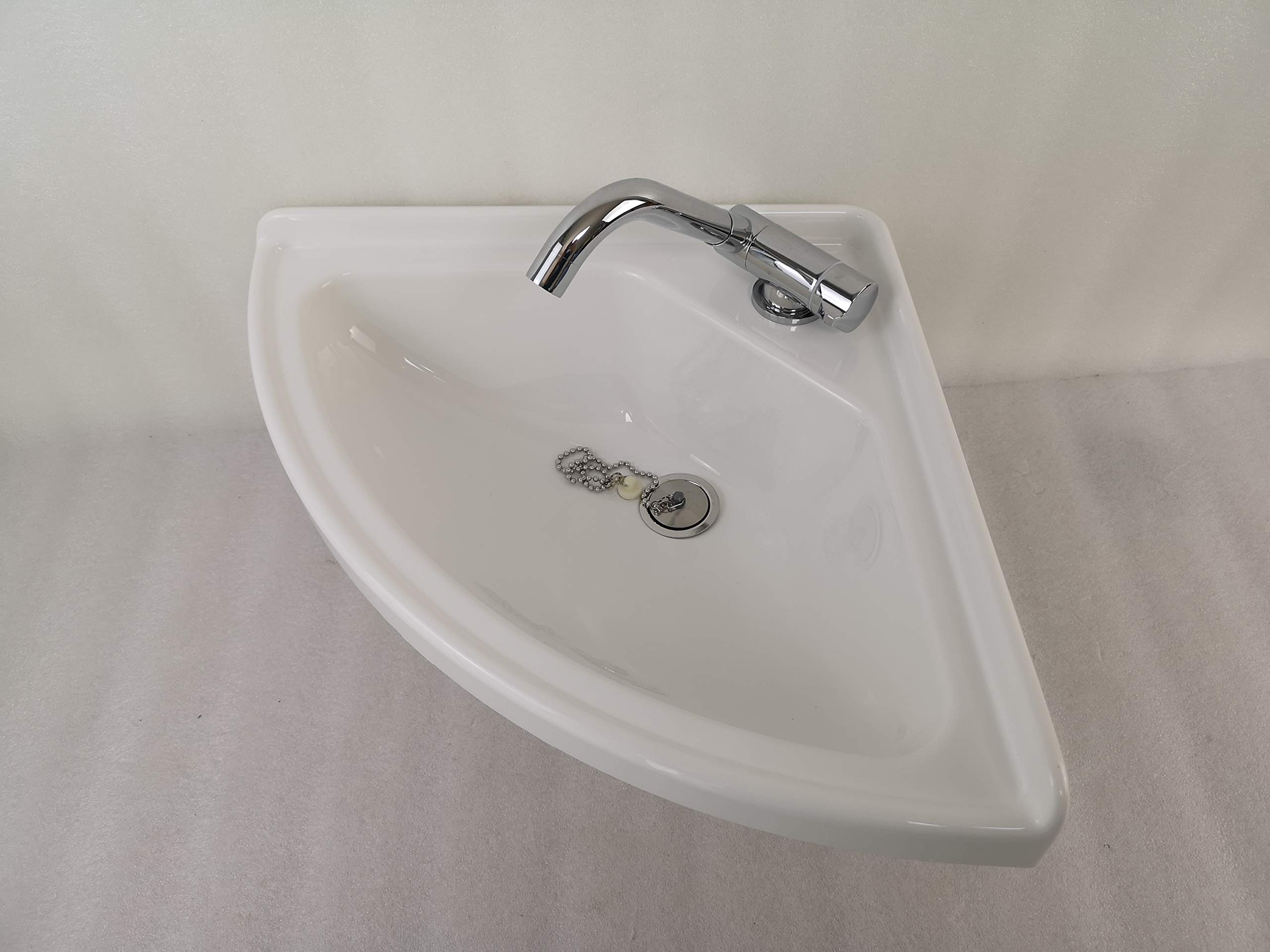 ZY Boat Caravan RV Camper White Acrylic Triangular Sink 380380100mm GR-Y003 (with Faucet)