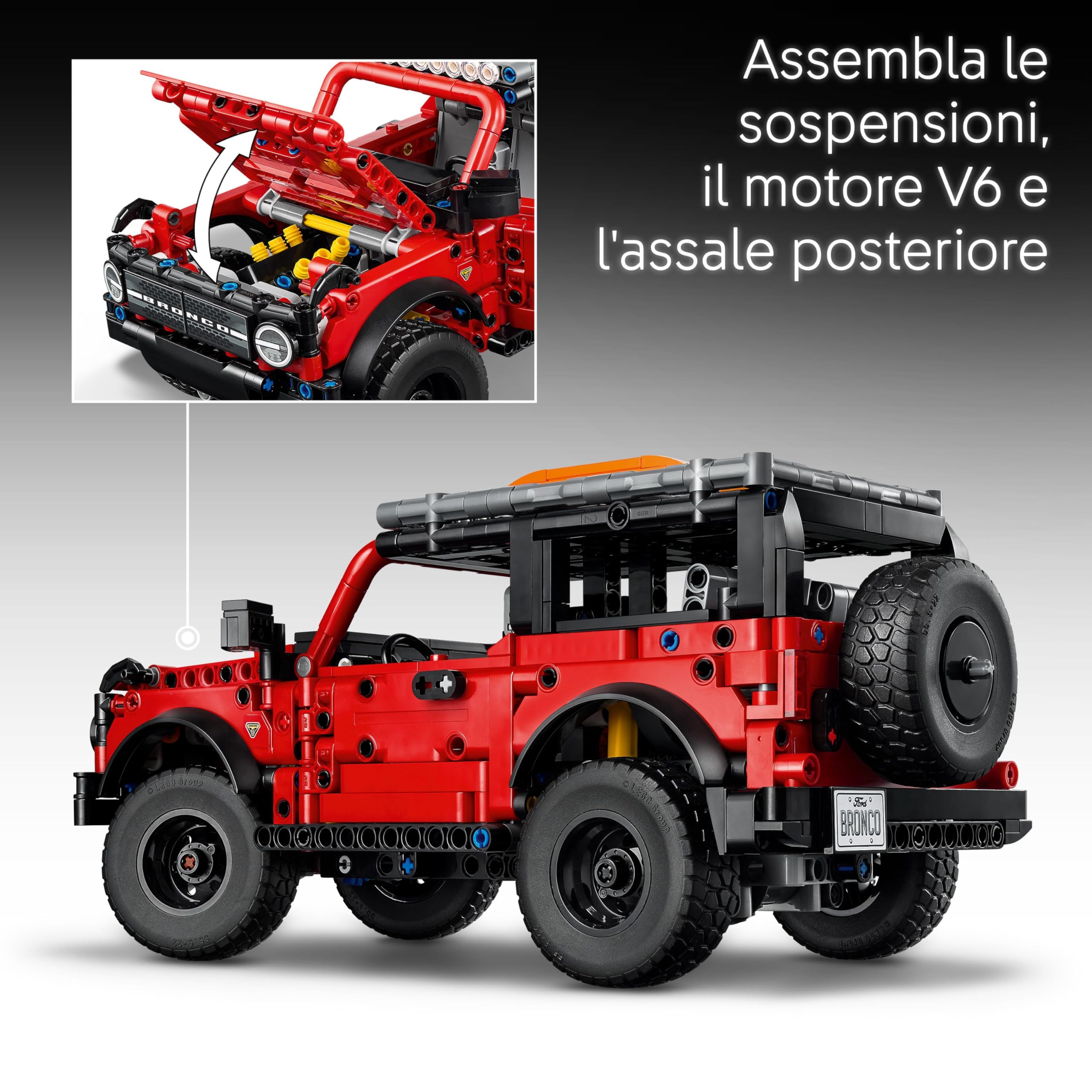 LEGO Technic SUV Ford Bronco - Macchina Giocattolo Off Road - Modellino di Auto con Porte Apribili, Motore V6, Sospensioni e Sterzo - Regalo da Collezione per Bambini da 9 Anni in su - 42213