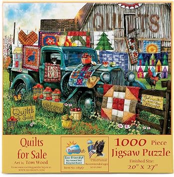 SUNSOUT INC - Quilts for Sale - 1000 pc Jigsaw Puzzle by Artist Tom Wood - Finished Size 20" x 27" - MPN# 28567