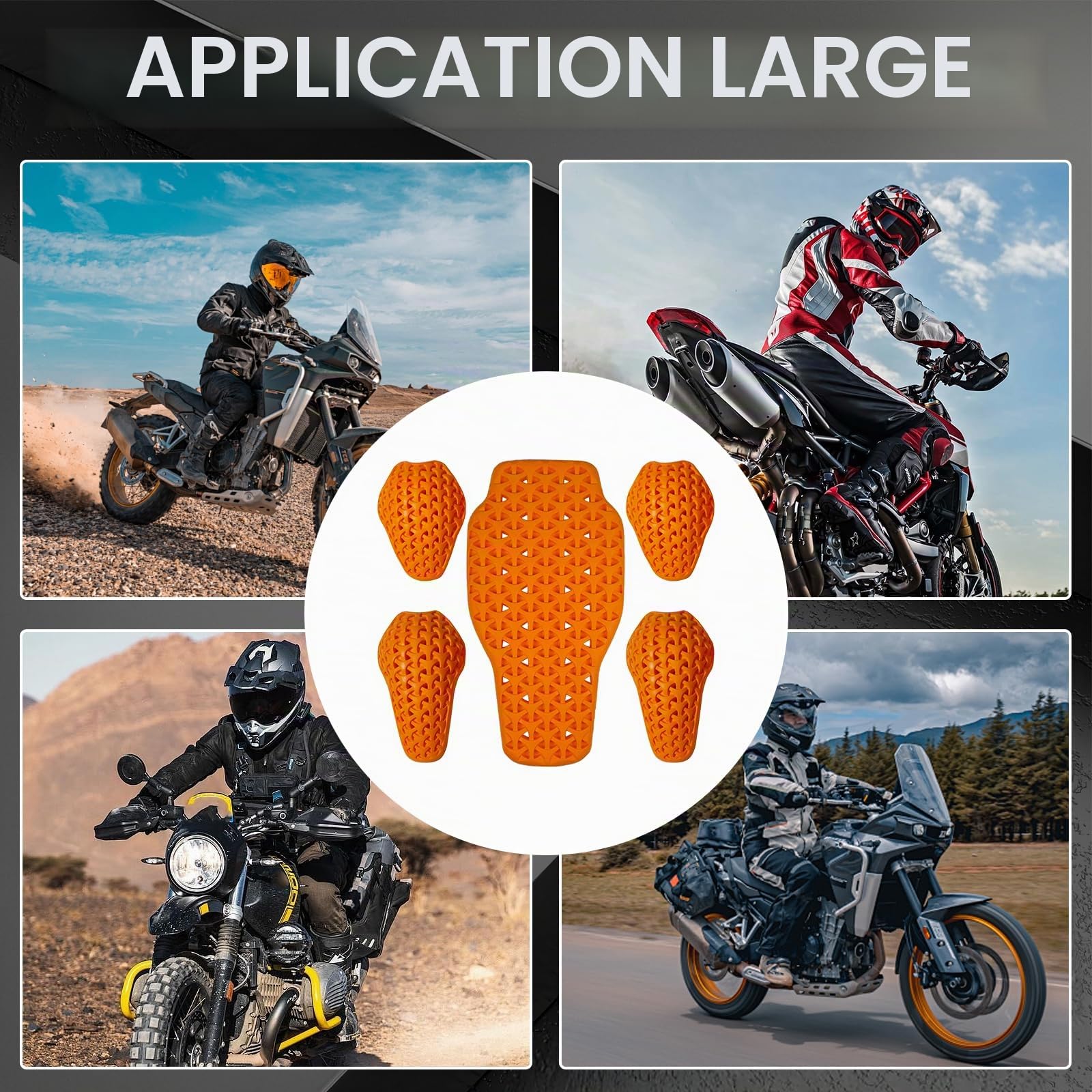 5 Paquet Protections Moto Certifiées Unisexe Adulte, 1xProtection Dorsale(CE-1) 2xProtection d'épaule (CE-2) et 2xProtection de Coude (CE-2), Amovibles Inserts Absorption des Chocs pour Blousons Moto