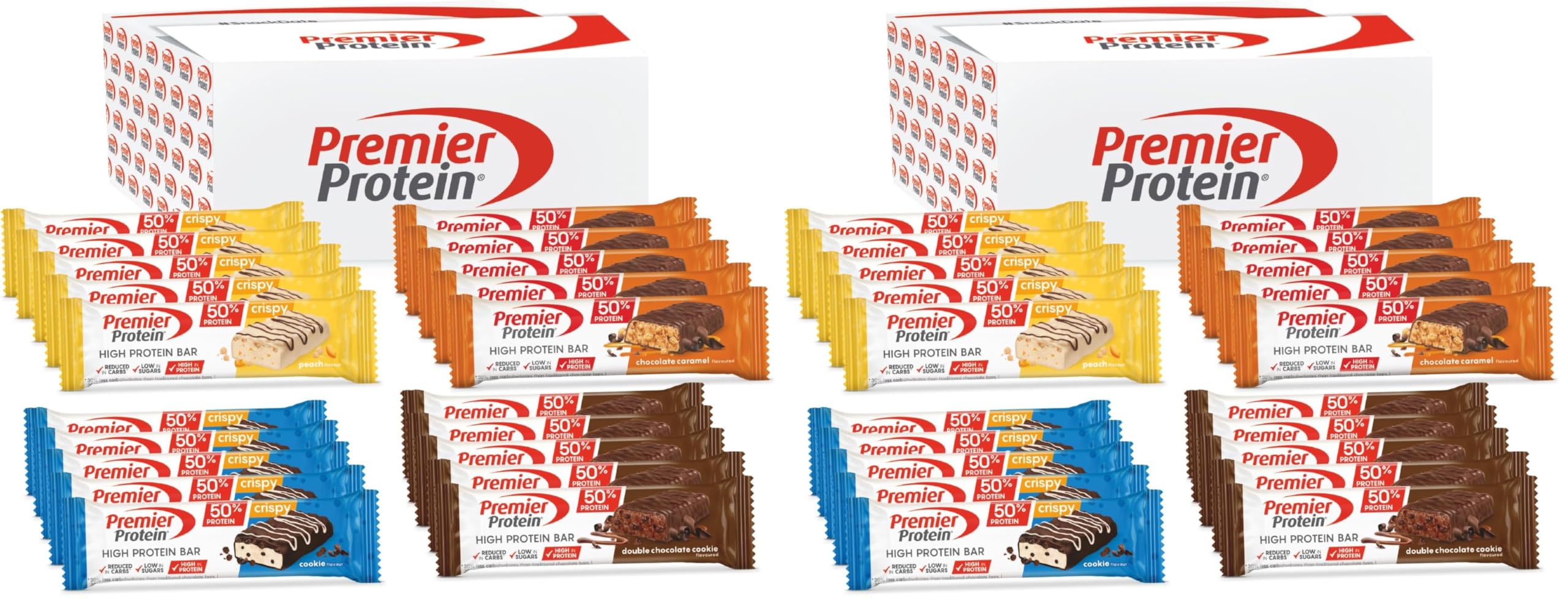 Premier Protein - High Protein Bar 50% - Multiflavourbox - 20x40g (Lot de 2)