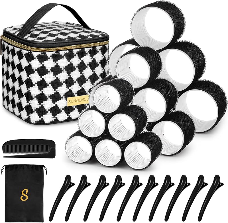 Hair Roller Set 18 pcs,Hair rollers with hair clips and comb,Salon hairdressing curlers,DIY Hair Styles, Sungenol 3 Sizes Hair Rollers in 1 set