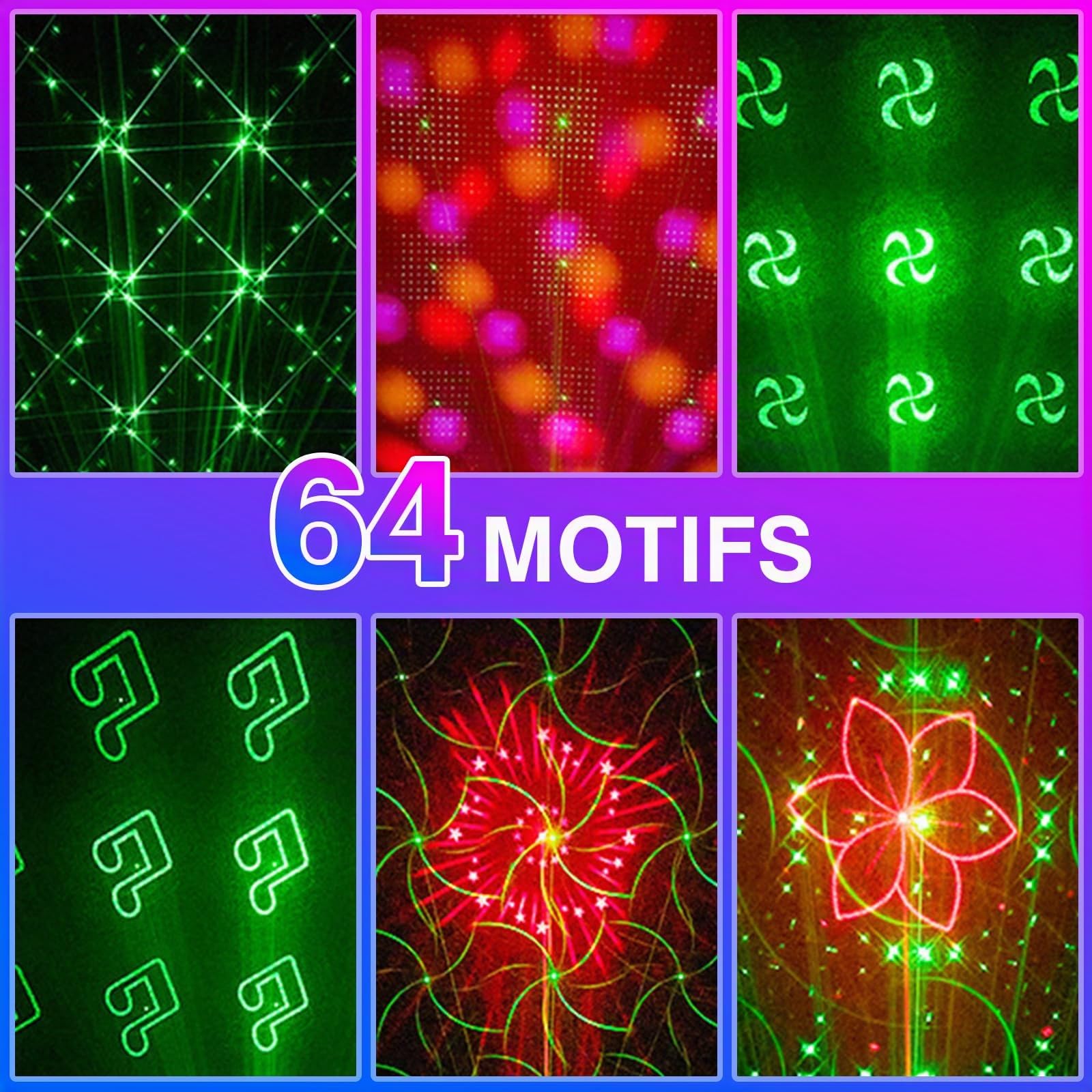Tomshine 6 en 1 Lampe de Fête Double Disque de Boogie – Lumière DJ/Scène Activée par le Son, 64 Motifs HD, UV, Stroboscope, Minuterie & Télécommande pour Anniversaire, Mariage & Décoration