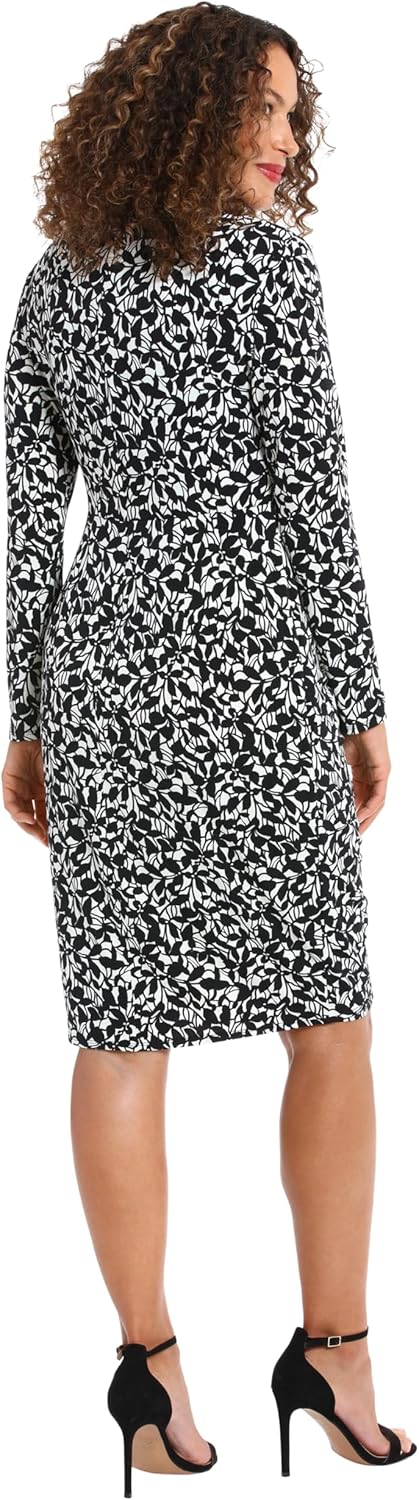 London Times Women's Women's Dresses Jersey Faux Wrap Dress Workwear Versatile Polished Flattering Comfortable Office Chic