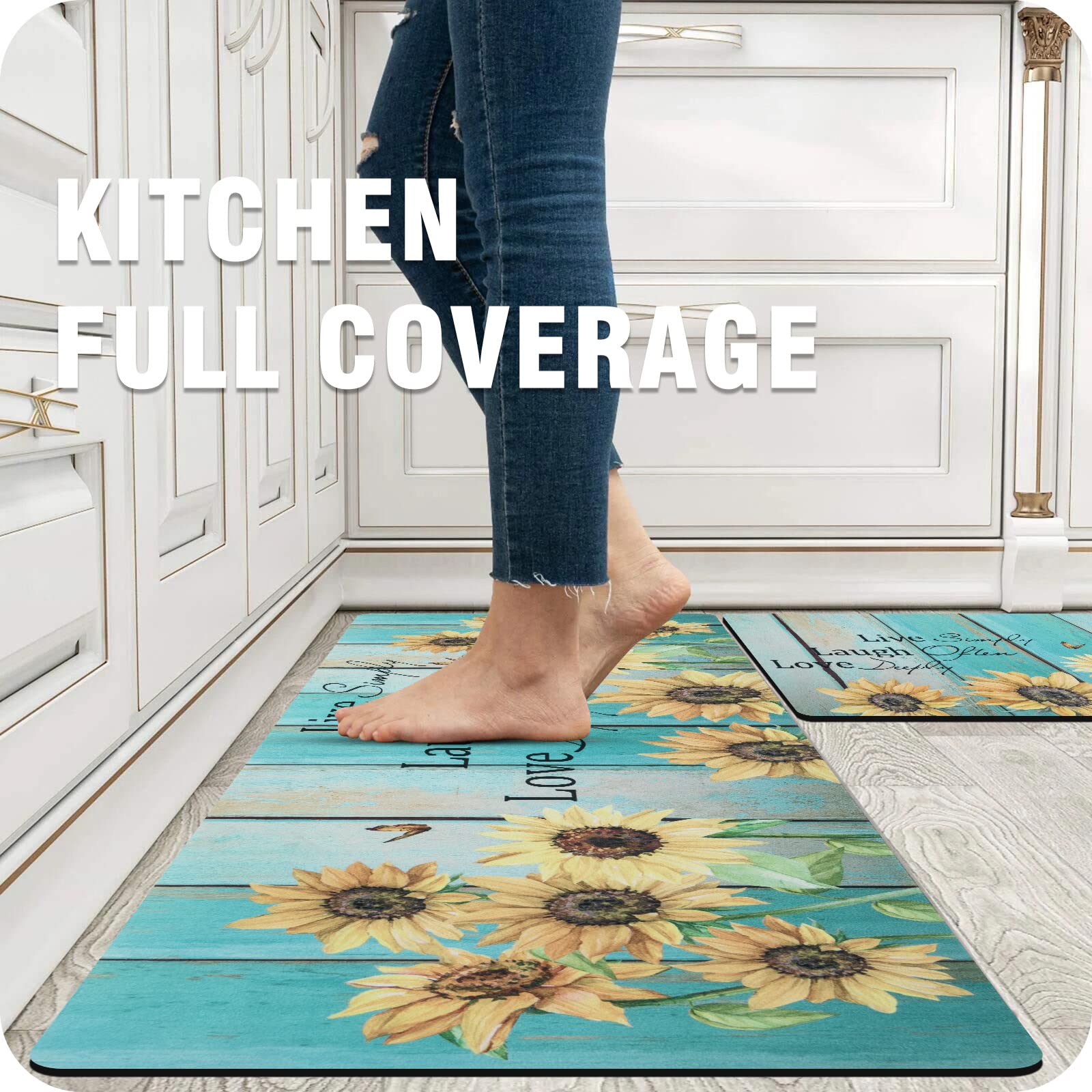 U'Artlines Sunflower Set of 2 Non Slip Kitchen Rugs and Mats Rubber Ba –  Modern Rugs and Decor