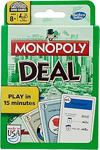 Monopoly Deal Card Game | Quick-Playing Card Game | Fun Games for Families and Kids | Ages 8 and Up | 2 to 5 Players | 15 Mins. | Travel Games