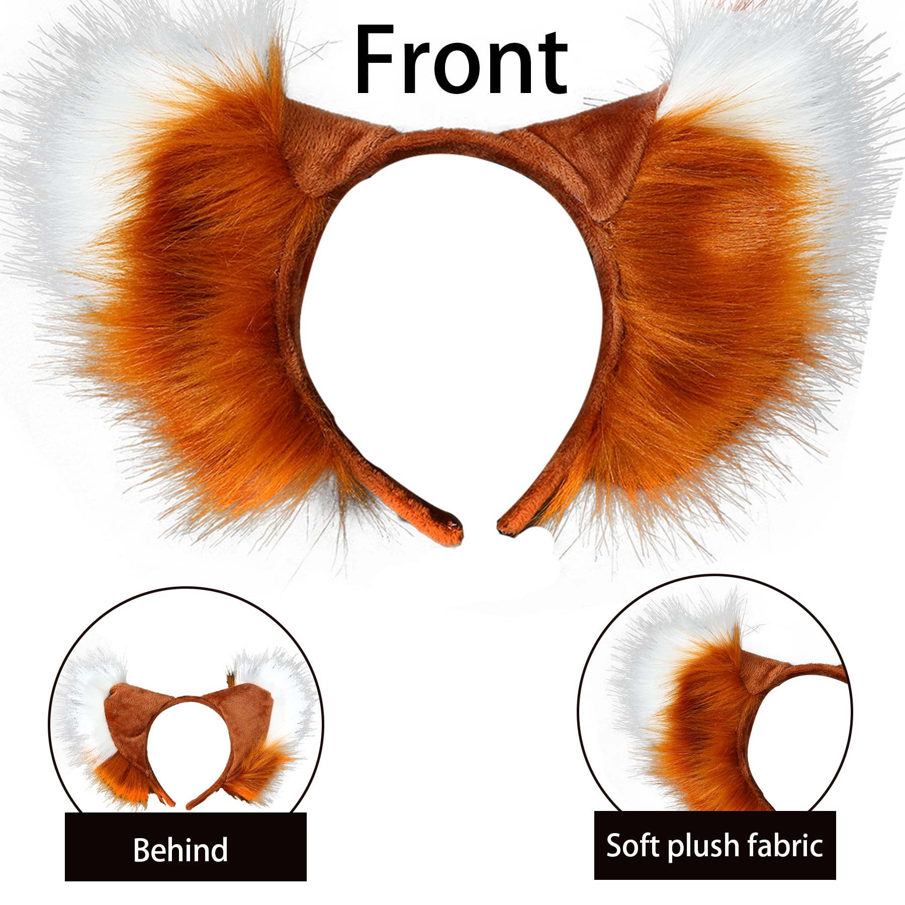 Umimiss Fox Ears, Furry Fox Ears Headband, Fox Ears Hair Hoop, Handmade Faux Fur Animal Ears Headband - Image 3
