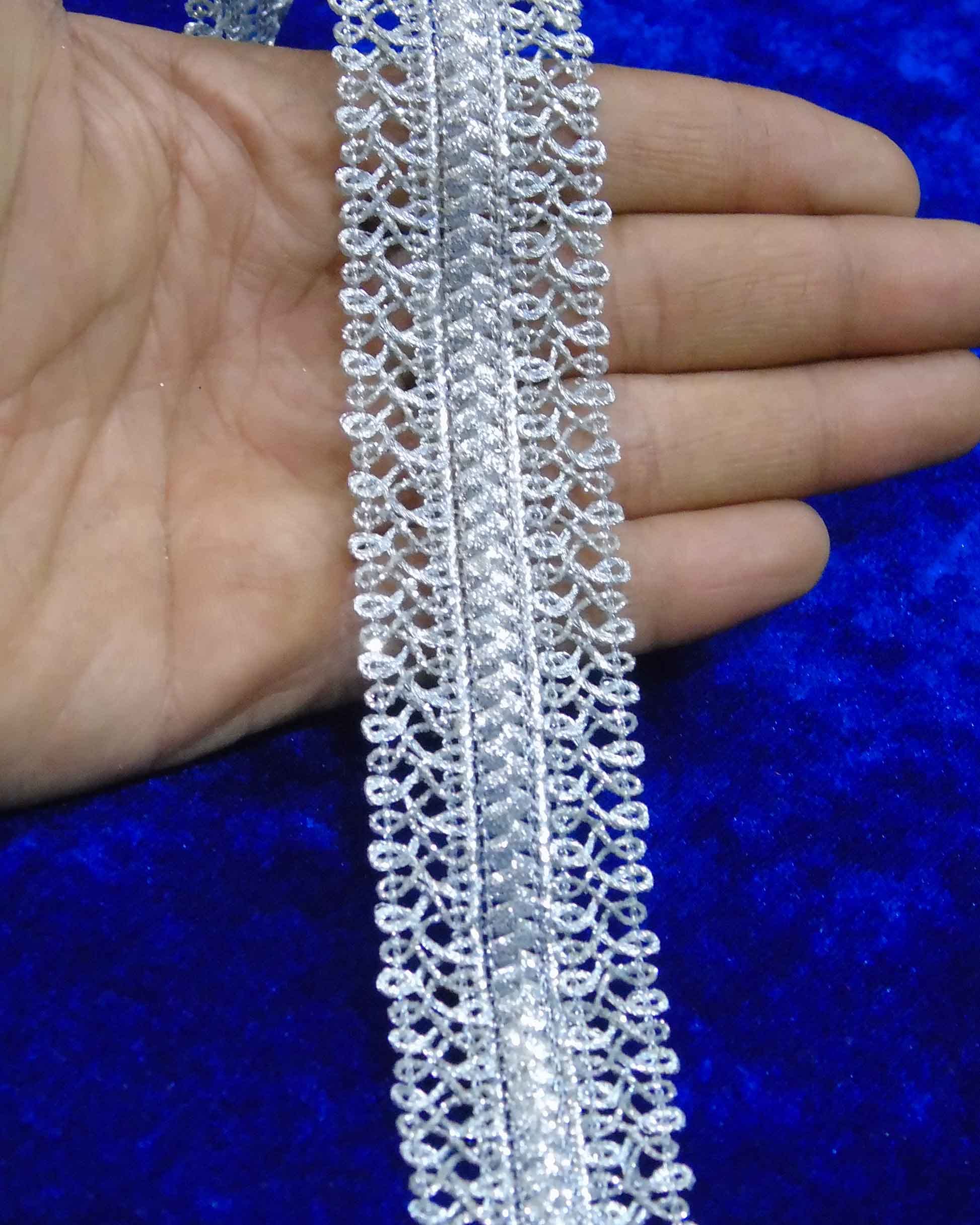 Strala Golden Color Laces For Dresses, Sarees, Lehenga, Suits, Bags, Decorations, Borders, Crafts And Home Decor,Blouse (9Mtr) Design-211 (Silver).-picture-14