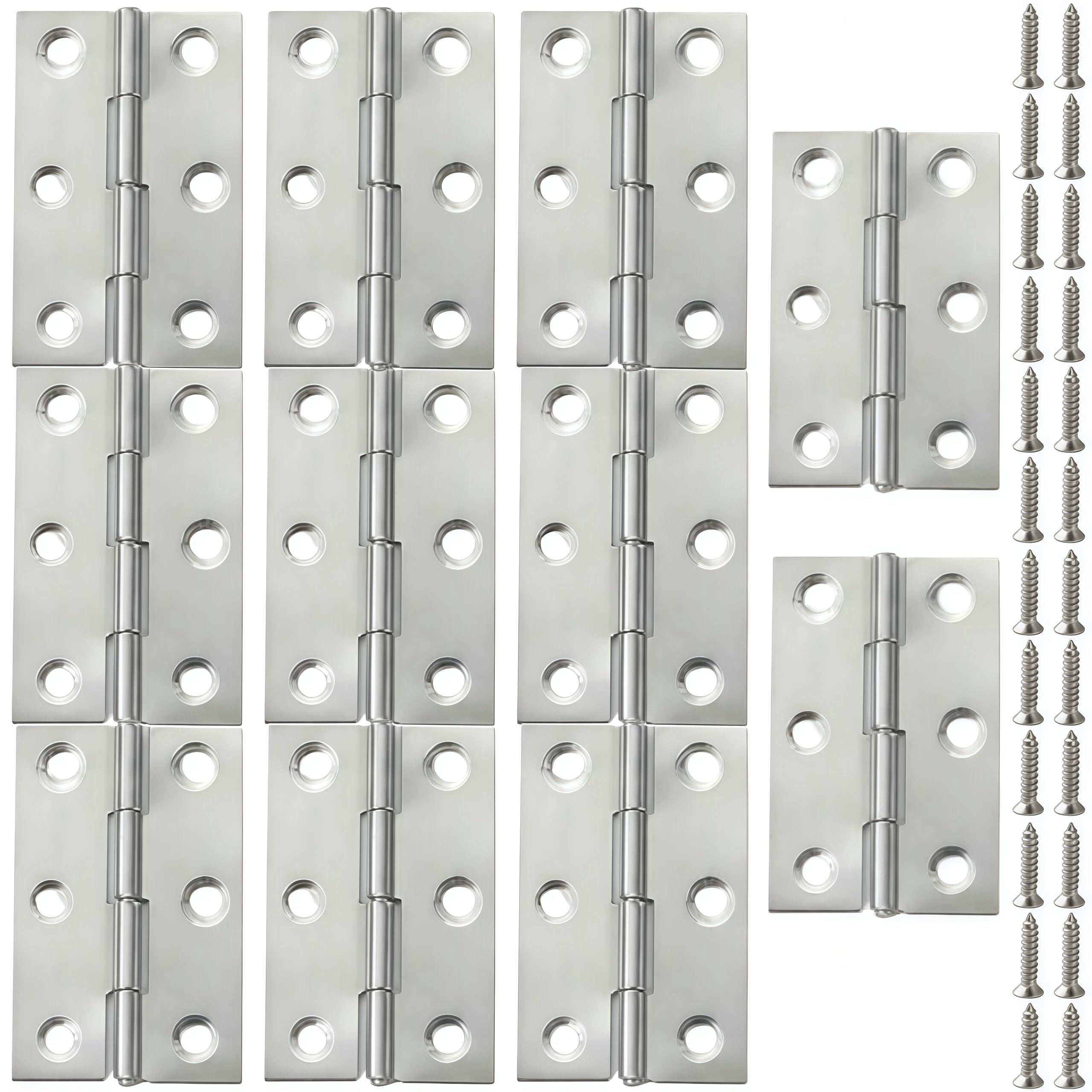 Vbnexyr Regular Hinge 10 Pack Of 304 Stainless Steel Mini Folding Hinges For Cabinet Doors Windows And Boxes 2.17 X 1.38 Inches