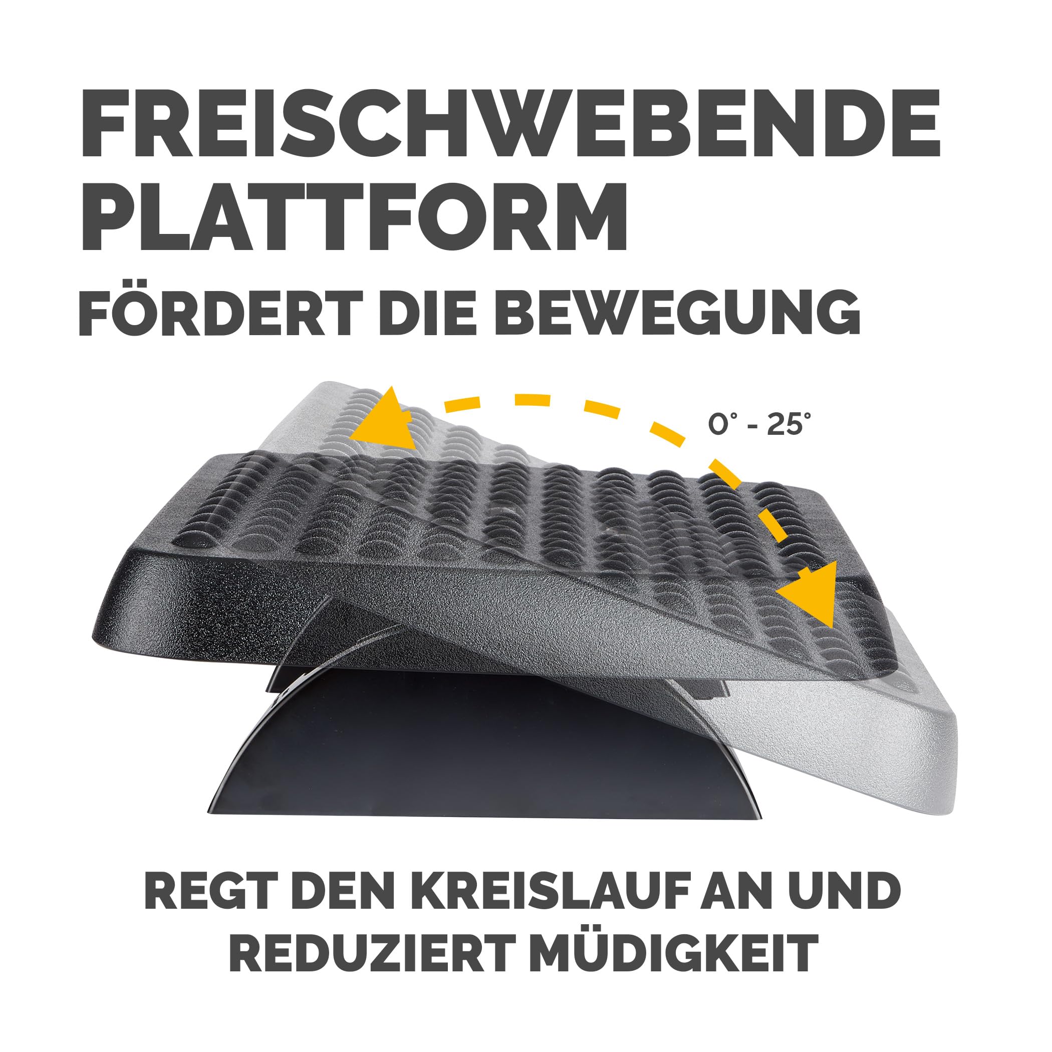 Fellowes Fußstütze Standard, in 2 Höhen verstellbar, mit frei beweglicher Plattform, aus recyceltem Plastik, perfekt für Büro und Home Office, Farbe: schwarz