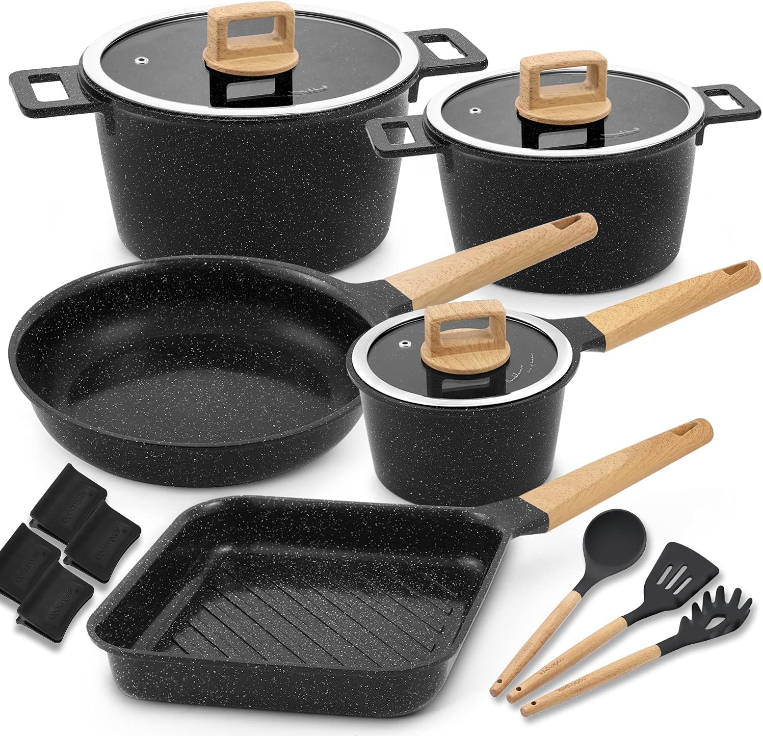 Non set. кастрюля с тефлоновым покрытием. посуда с тефлоновым покрытием. кастрюля сковорода. Non set.