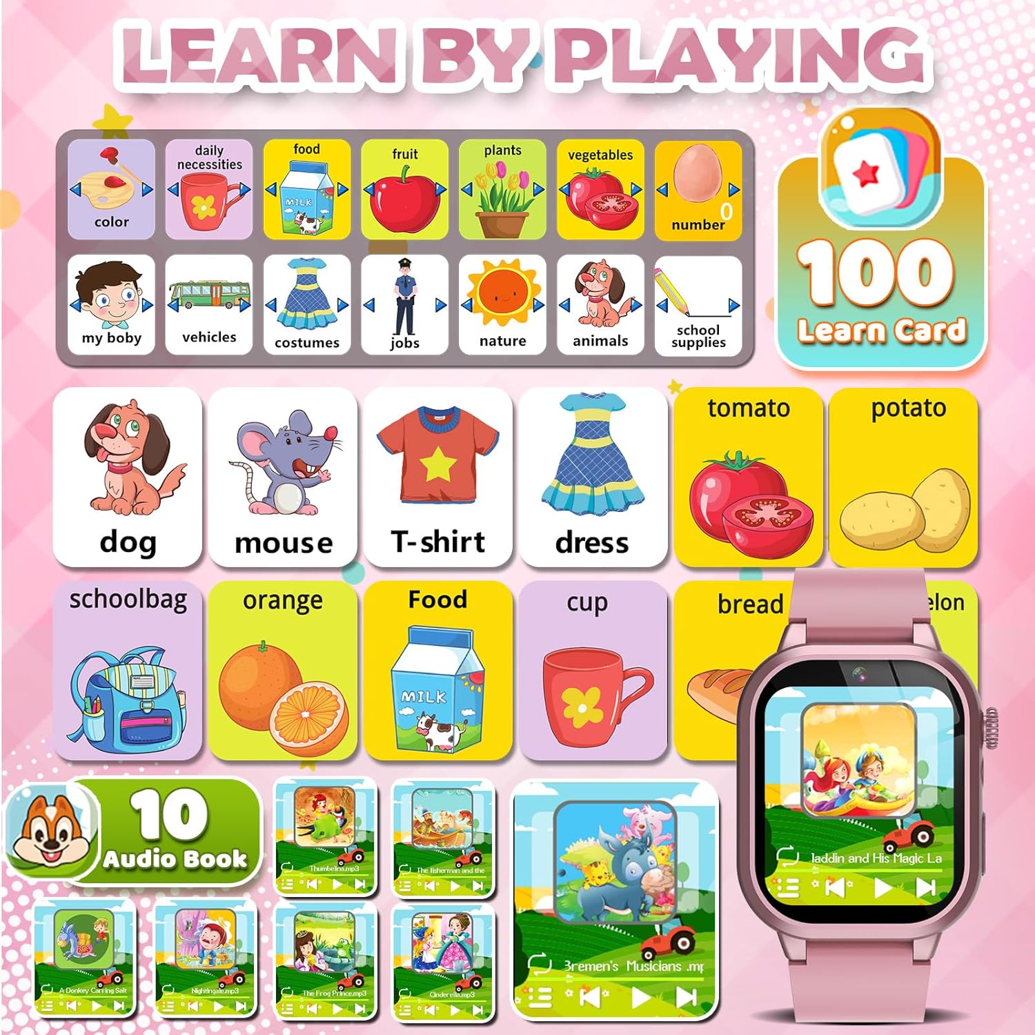 Kids Smart Watches for Girls Boys Toys Ages 4-12 with 30+ Games Video Recorder Music Alarm Clock Learning Card HD Touchscreen 4 5 6 7 8 Year Olds Birthday Gift - Image 5