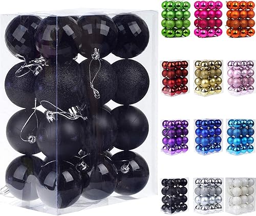 Miniatura 7 de Juego de 24 bolas ornamentales para árbol de navidad Emopeak, 4 estilos, inastillables, para decoración de árbol de navidad, bailes, bodas y más