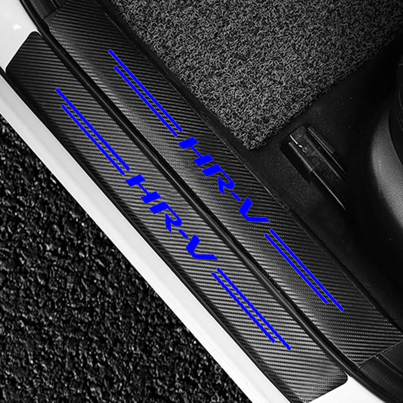 KAFMZEP Car Door Sill Protector for Honda HRV HR-V HR V 4PCS Car Door Sill Scuff Plate Carbon Fiber Stickers Accessories,Blue