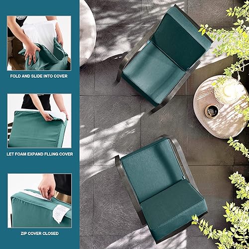 Miniatura 5 de ARTPLAN Fundas de asiento profundo para exteriores, fundas para respaldo de asiento de patio, solo 24 x 24 x 6 pulgadas, 18 x 24 pulgadas, olefina,